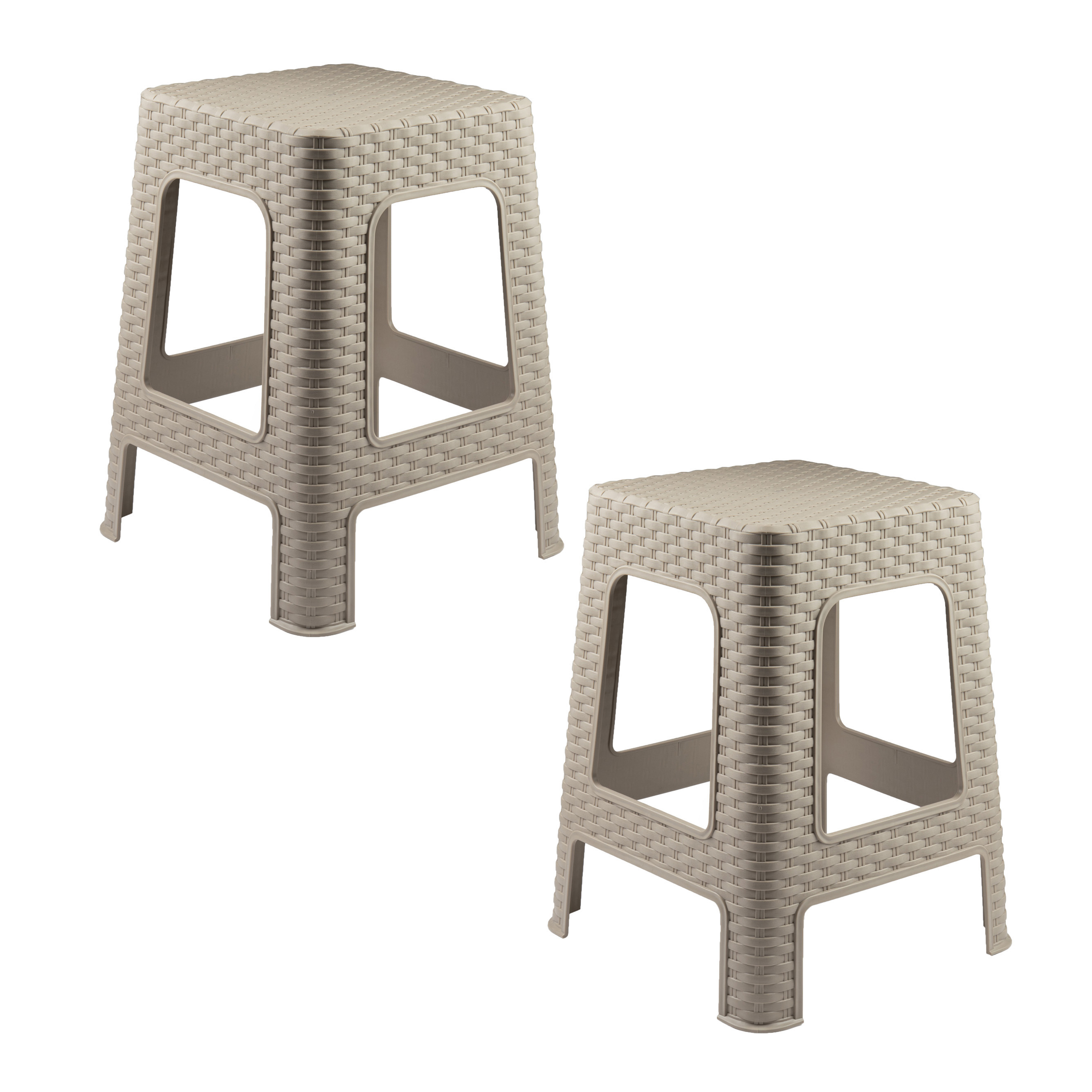 PlasticForte Zit krukjes voor binnen en buiten - 2x - beige - kunststof - x x 45 cm - extra zitplaatsen -
