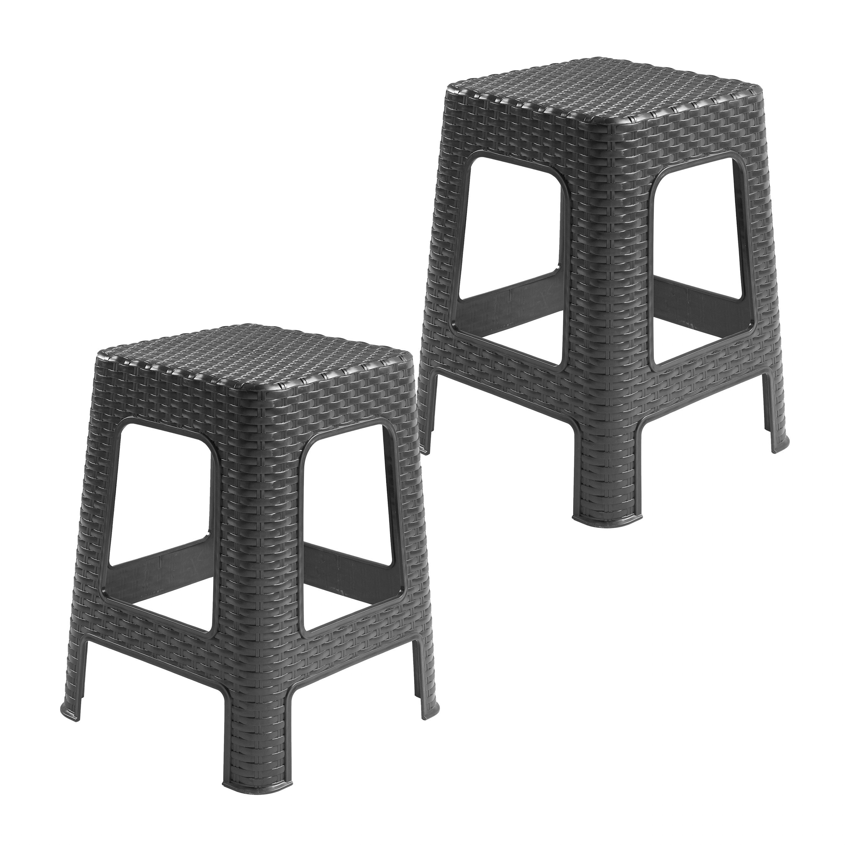 PlasticForte Zit krukjes voor binnen en buiten - 2x - zwart - kunststof - x x 45 cm - extra zitplaatsen -