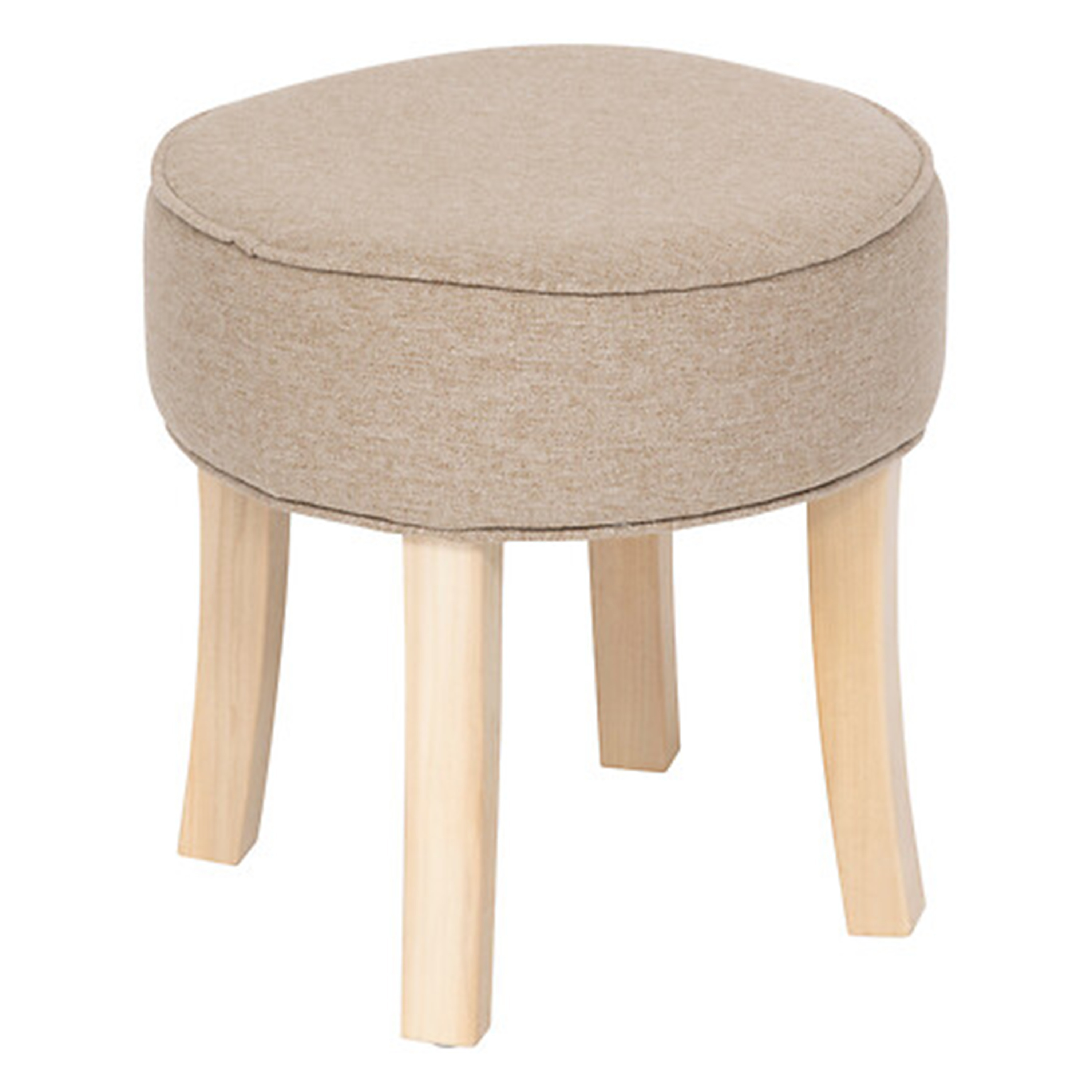 Atmosphera Zit krukje/bijzet stoel - hout/stof - beige fluweel - D35 x H40 cm -