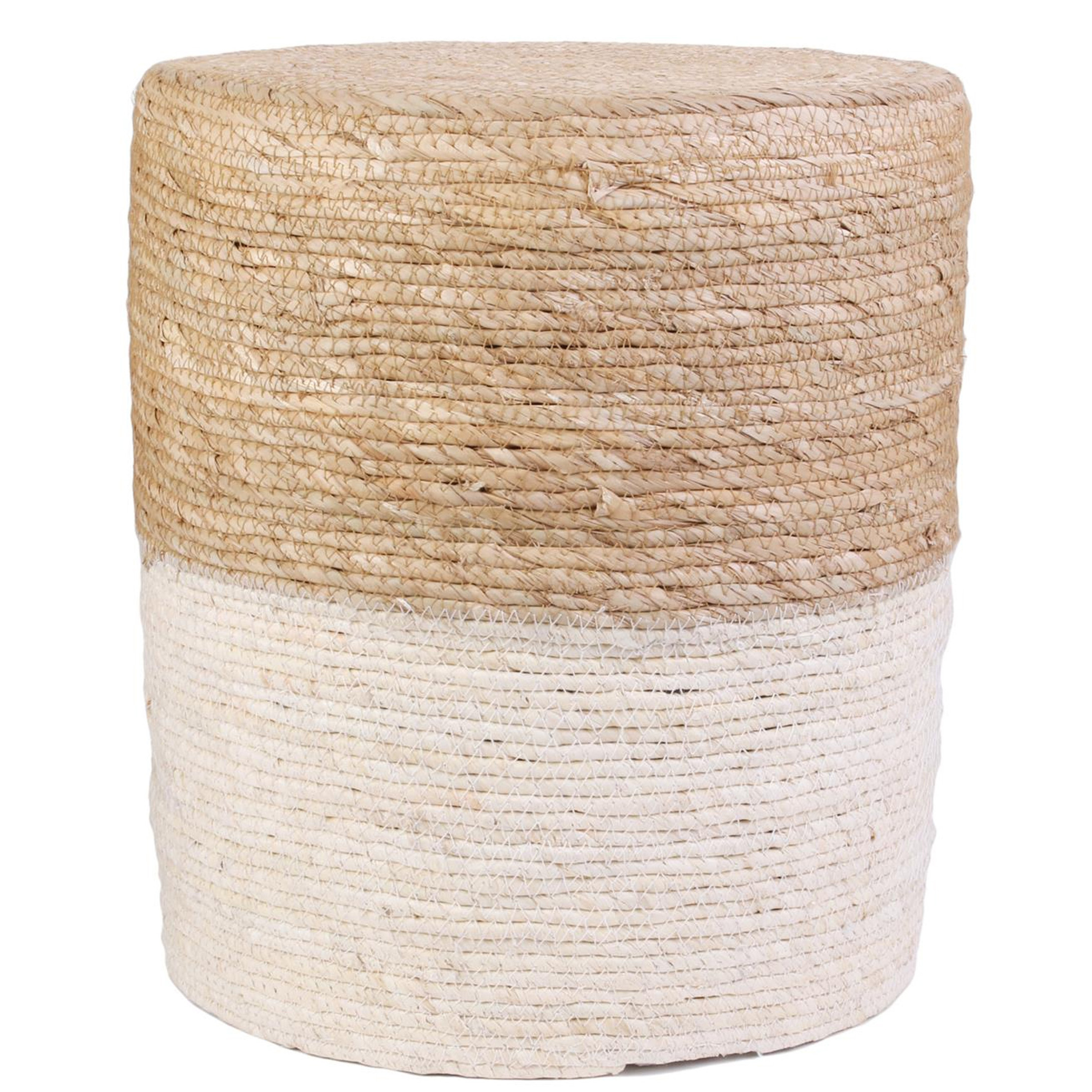 Home Deco Factory Bijzet poef Mirage - Ibiza/boho - beige - MDF - 35 x cm - gevlochten -