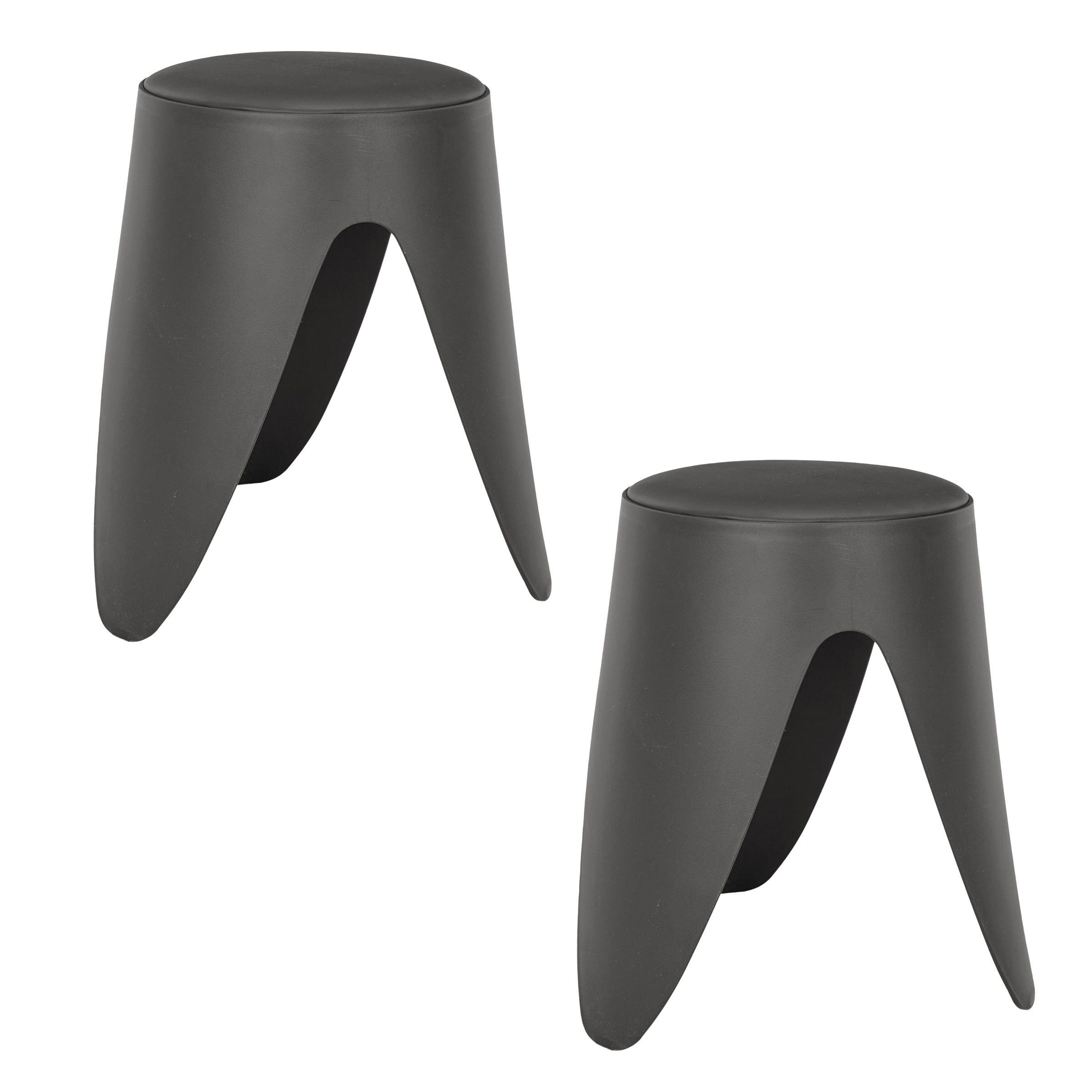 Home Deco Factory Stapelbaar zit krukje Gala - 2x - kunststof - antraciet - D30 x H46 cm - stoelen -