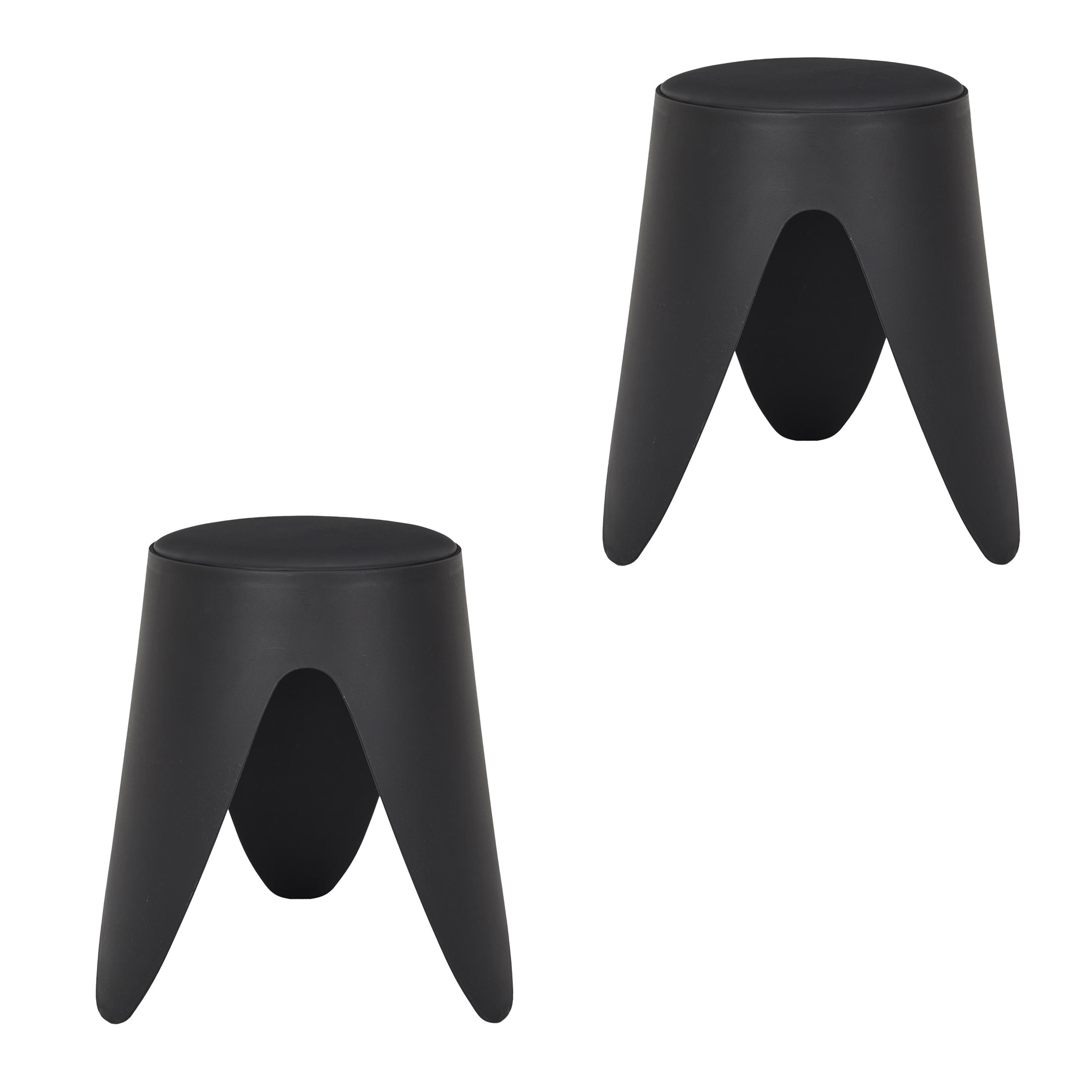 Home Deco Factory Stapelbaar zit krukje Gala - 2x - kunststof - zwart - D30 x H46 cm - stoelen -