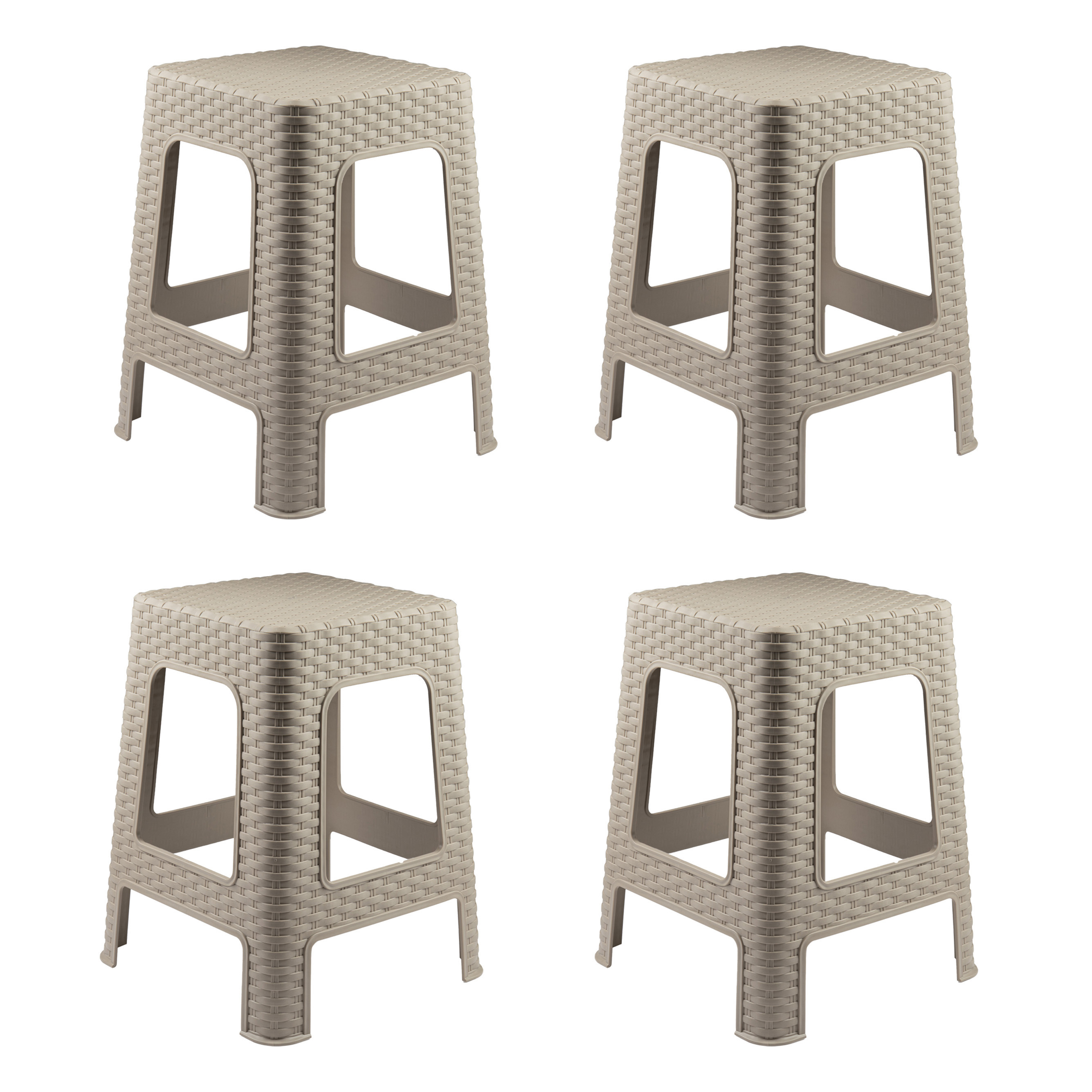 PlasticForte Zit krukjes voor binnen en buiten - 4x - beige - kunststof - x x 45 cm - extra zitplaatsen -