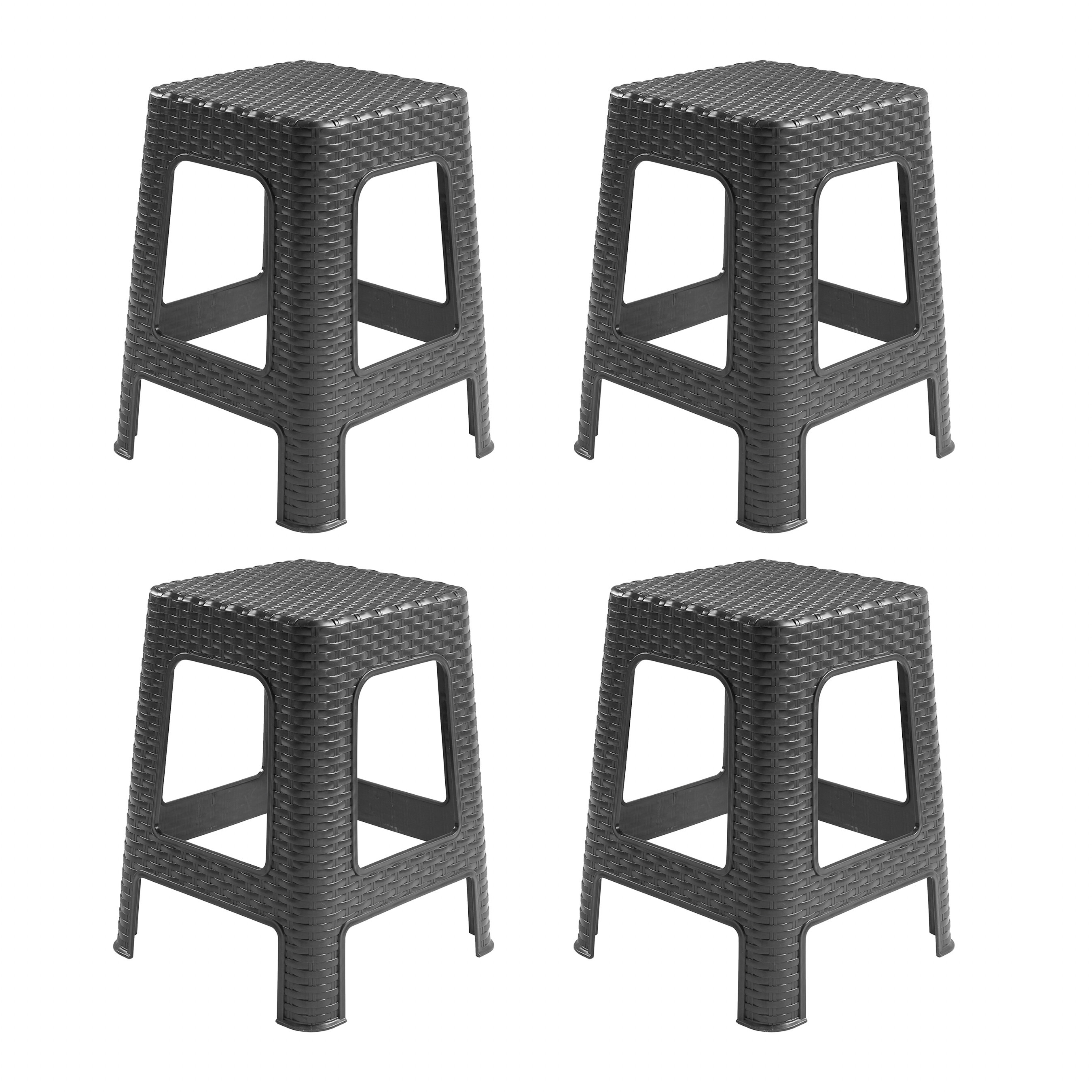 PlasticForte Zit krukjes voor binnen en buiten - 4x - zwart - kunststof - x x 45 cm - extra zitplaatsen -