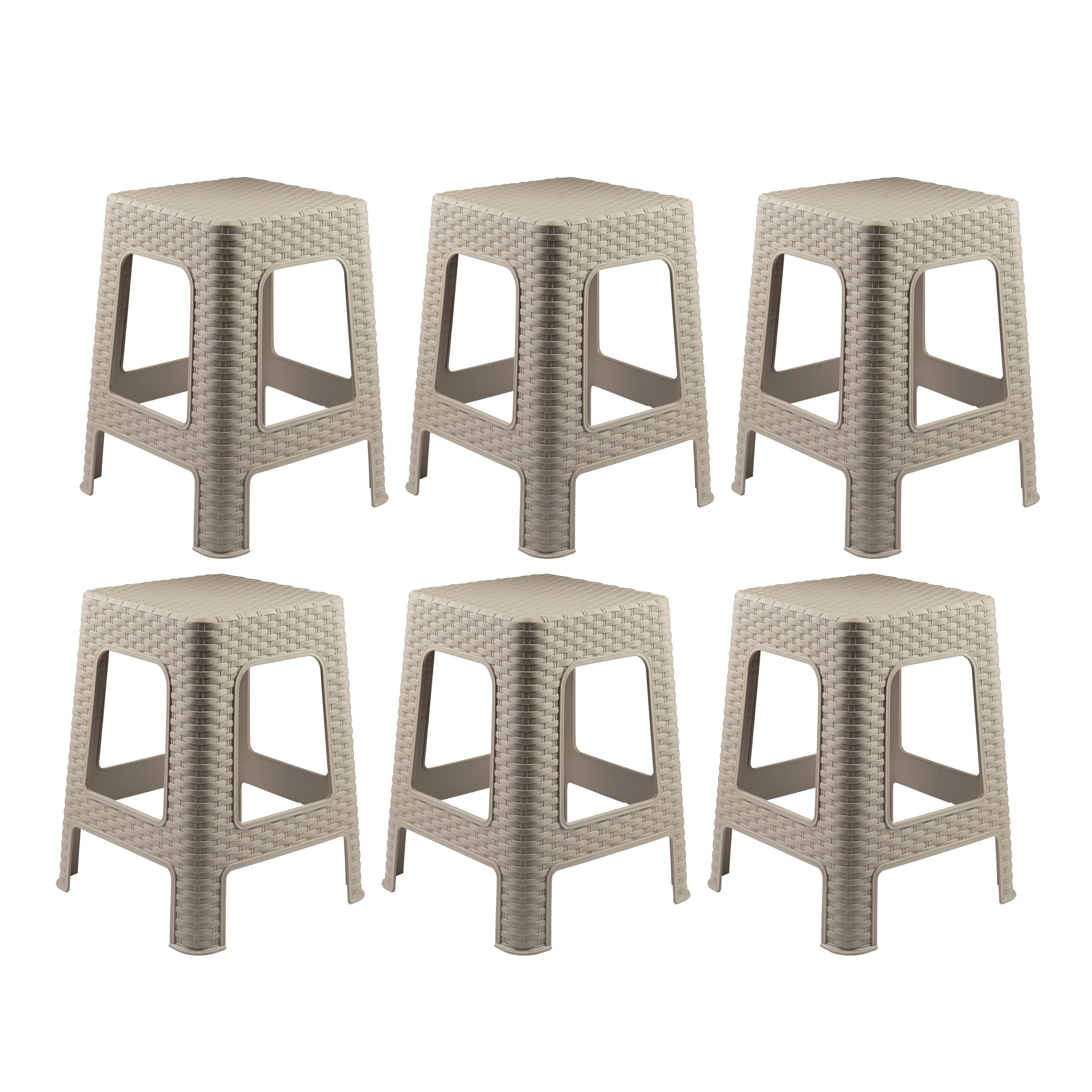 PlasticForte Zit krukjes voor binnen en buiten - 6x - beige - kunststof - x x 45 cm - extra zitplaatsen -