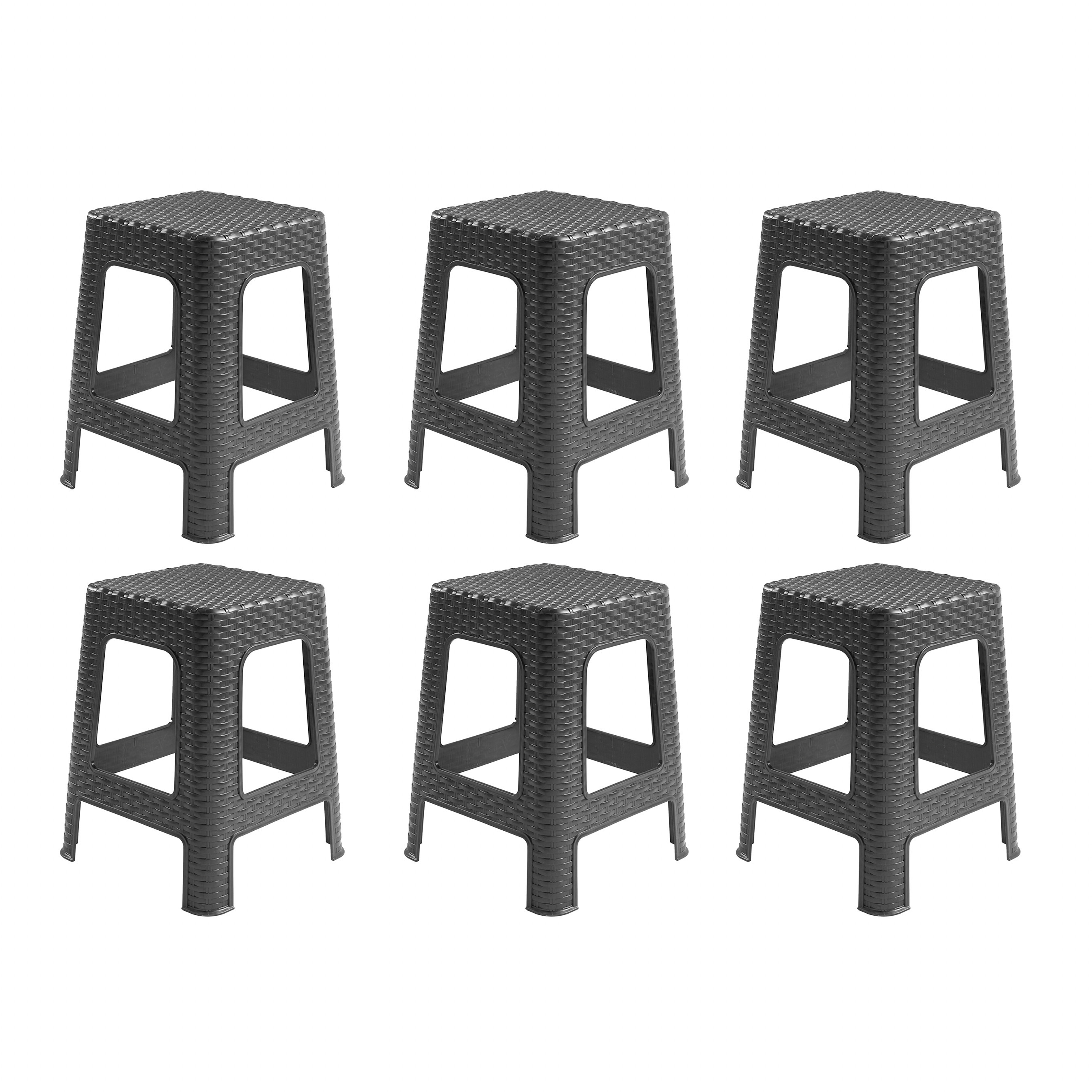 PlasticForte Zit krukjes voor binnen en buiten - 6x - zwart - kunststof - x x 45 cm - extra zitplaatsen -