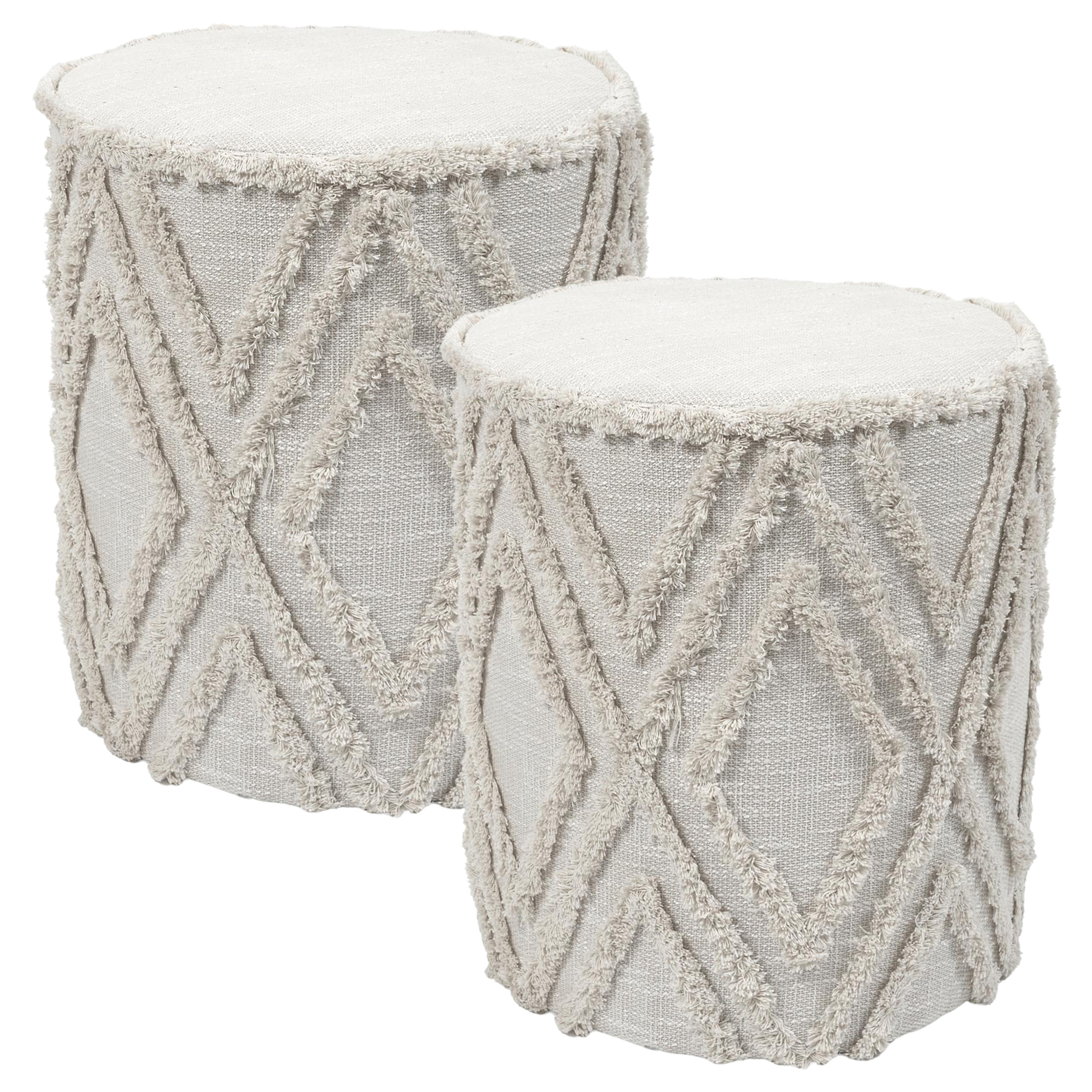Home Deco Factory Bijzet poef Berber Mirage - 2x - naturel - MDF - x cm - Marokkaanse stijl -