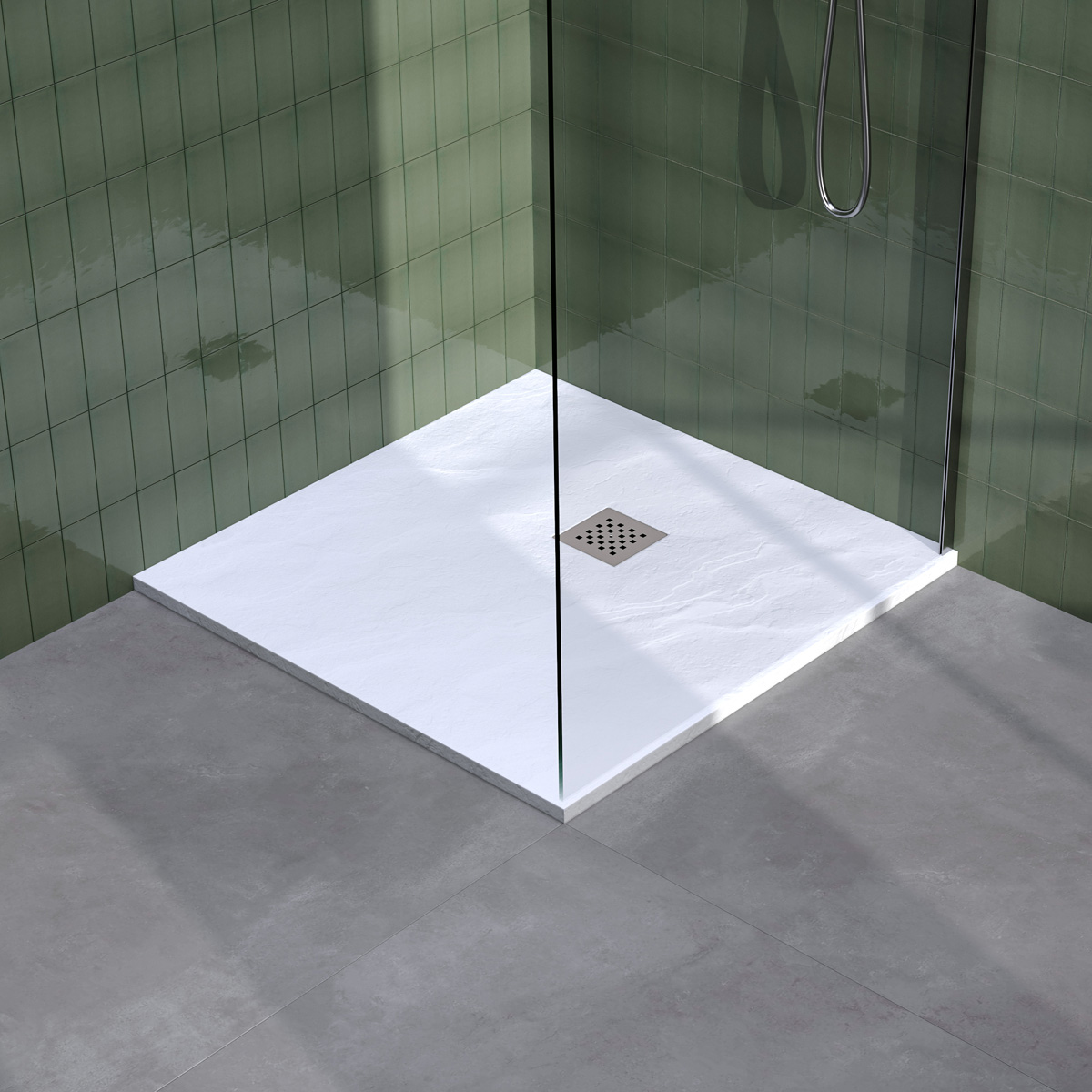 Brauer Asteroid douchevloer 90x90cm mineraalmarmer wit mat