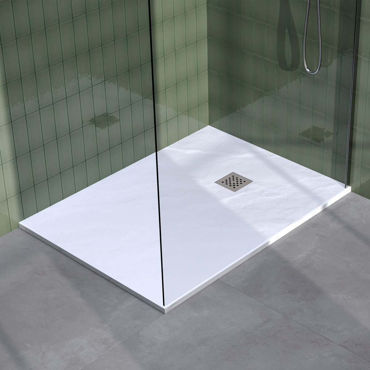 Brauer Asteroid douchevloer 90x120cm mineraalmarmer wit mat