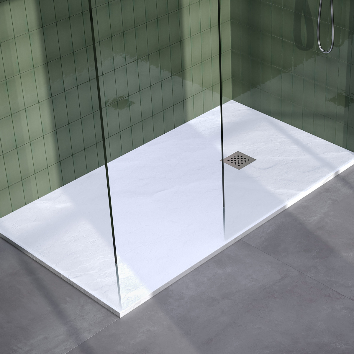 Brauer Asteroid douchevloer 90x160cm mineraalmarmer wit mat