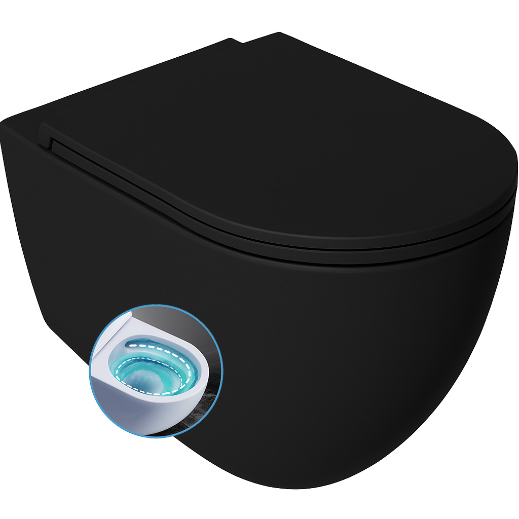 Isvea Infinity toiletpot met tornado flush zwart mat