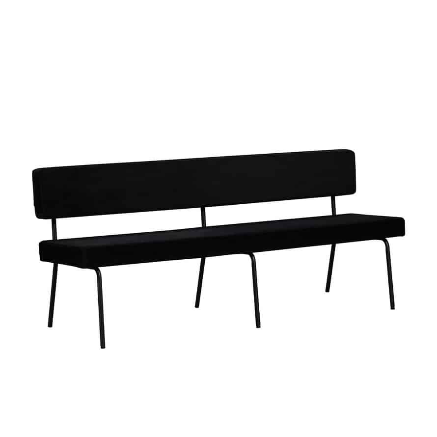 Loods XL Eetkamerbank Espen zwart velvet 190 cm