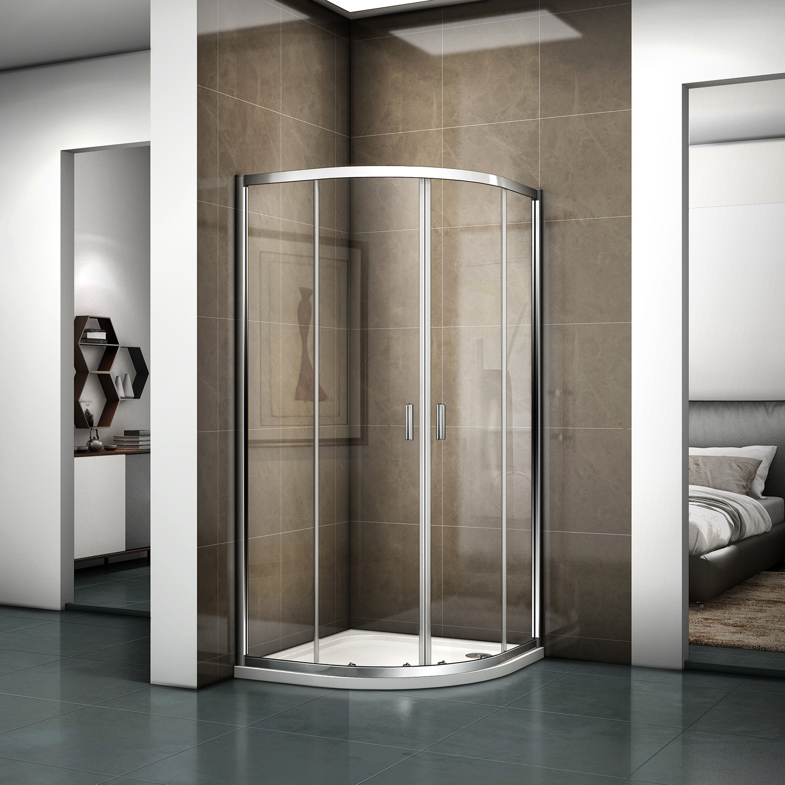 Riho Hamar R309 kwartronde douchecabine 90x90cm chroom