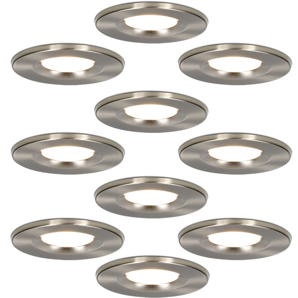 HOFTRONIC™ Set van 10 Inbouwspots - Dimbaar - 6 Watt - 2700K Warm wit licht - IP65 waterdicht - Plafondspot RVS - Venezia