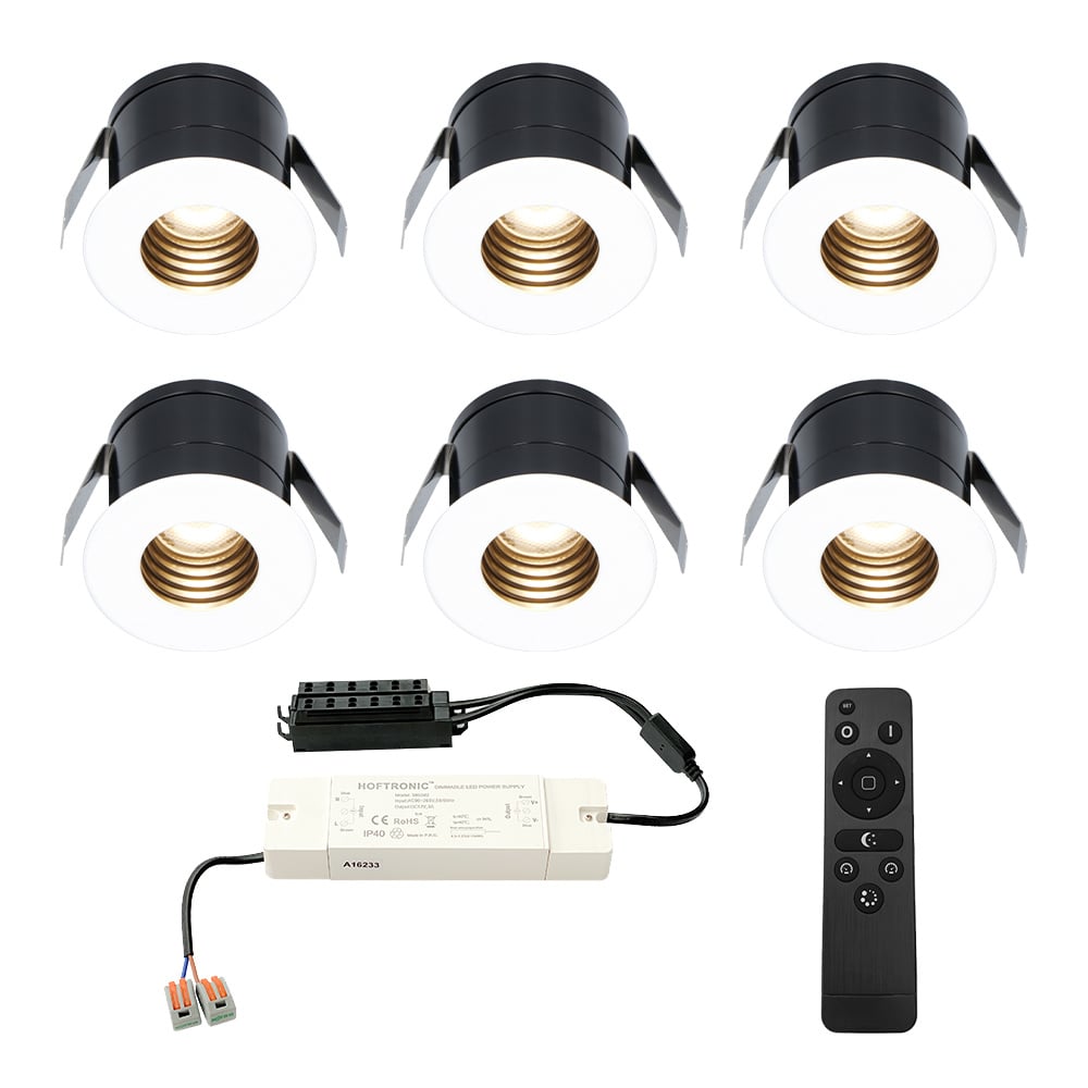 HOFTRONIC™ 6x Betty witte LED Inbouwspots complete set - Dimbaar - 12V - 3 Watt - Veranda verlichting - voor binnen en buiten - 2700K warm wit
