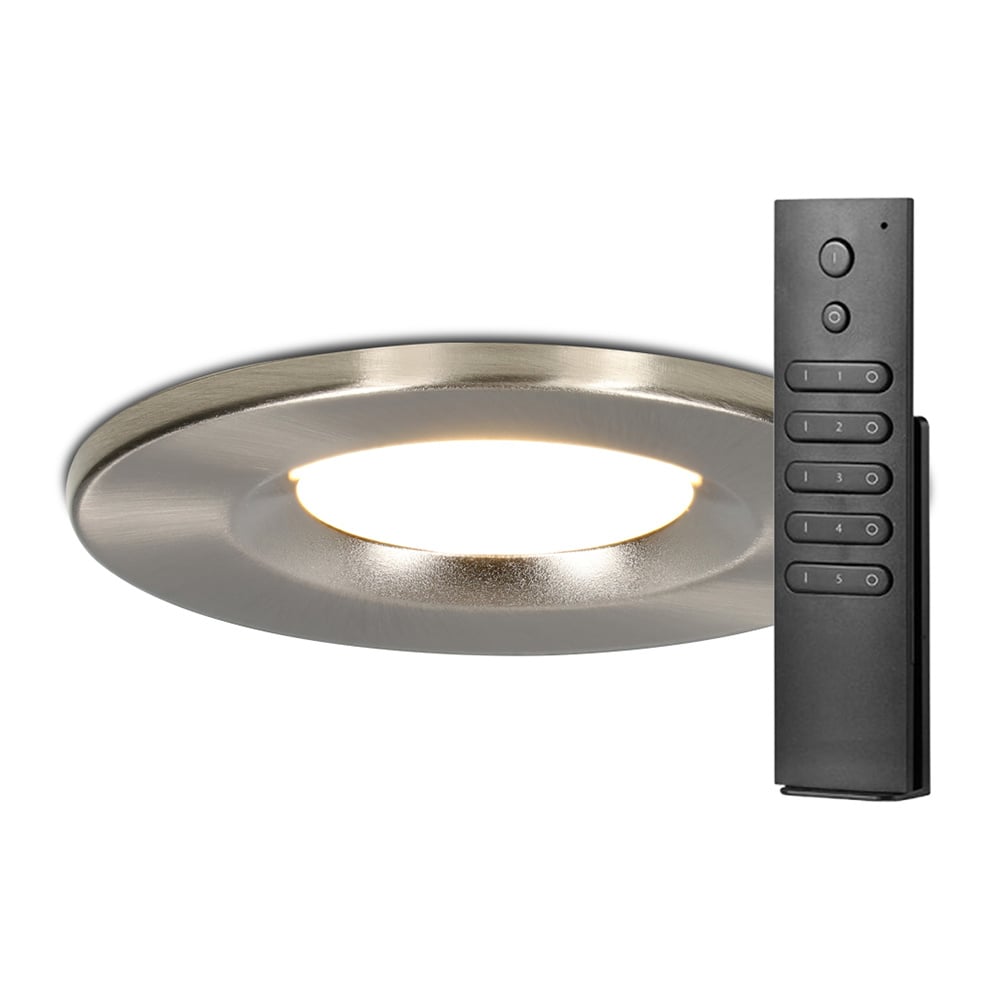 HOFTRONIC™ Set van 8 stuks dimbare LED inbouwspots RVS Venezia 6 Watt 2700K IP65 incl. afstandsbediening