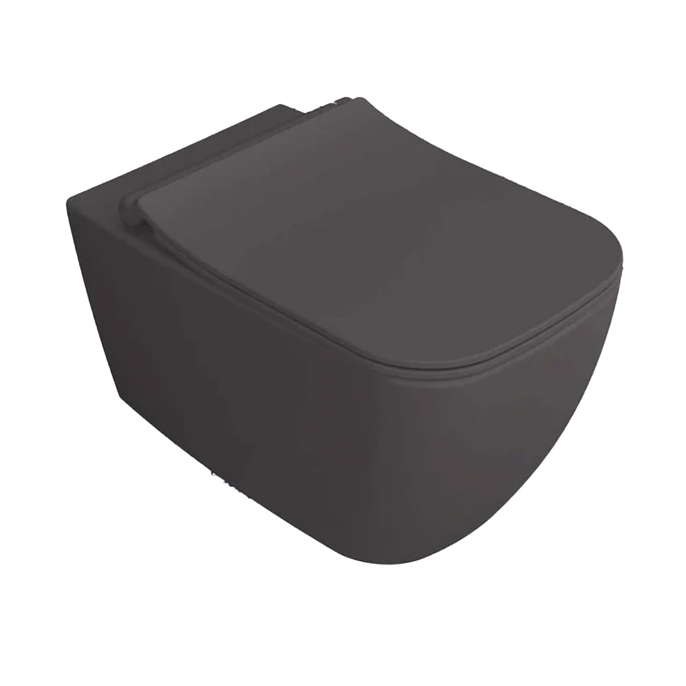 Isvea Vea hangend toilet randloos 34.5x52cm antraciet