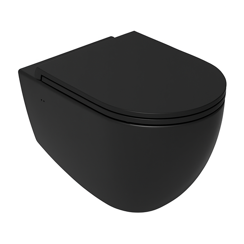 Isvea Vea hangend toilet randloos 36.5x51cm zwart mat