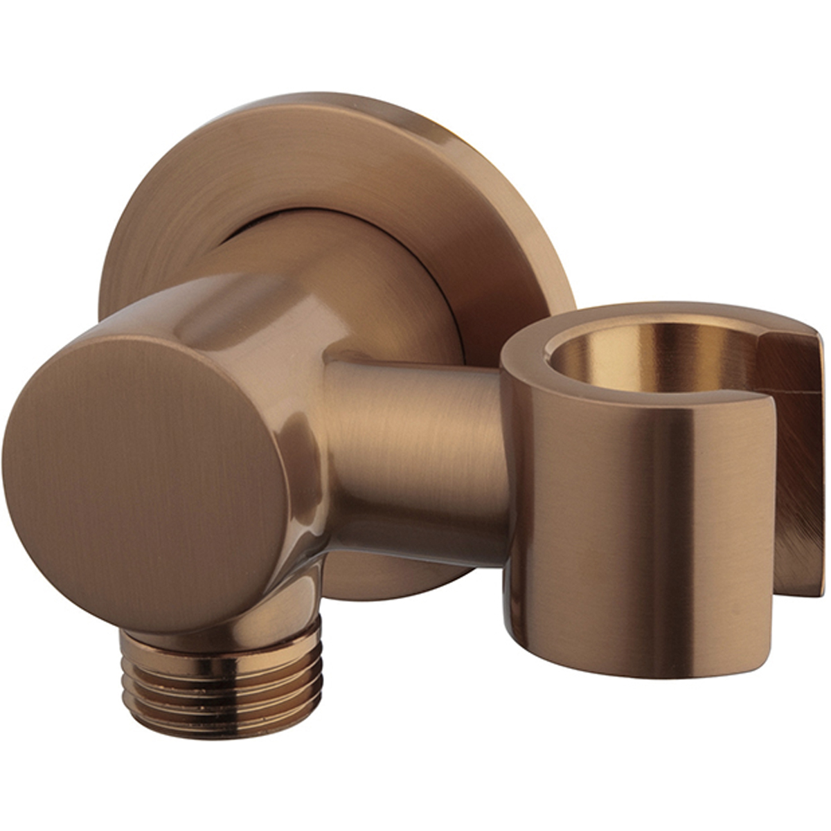 Wiesbaden Wandaansluitbocht met Kantelbare Handdouchehouder - Rond - 1/2 Inch - Geborsteld Brons Koper