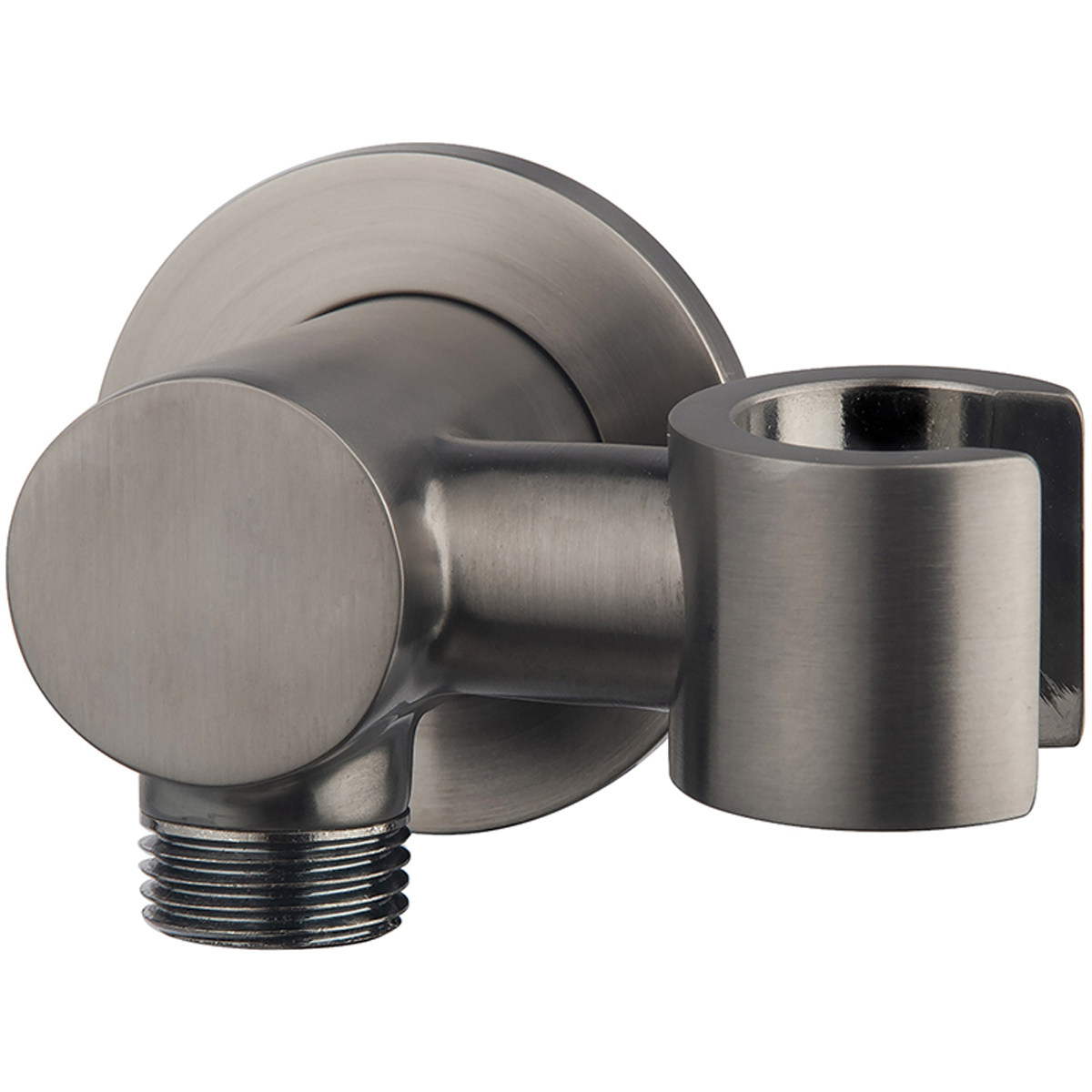 Wiesbaden Wandaansluitbocht met Kantelbare Handdouchehouder - Rond - 1/2 Inch - Gunmetal