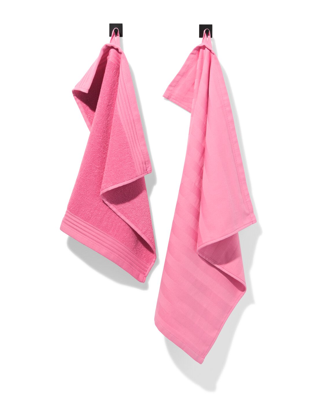 HEMA Set Keuken- En Theedoeken 50x70cm Katoen Streep Roze - 2 Stuks