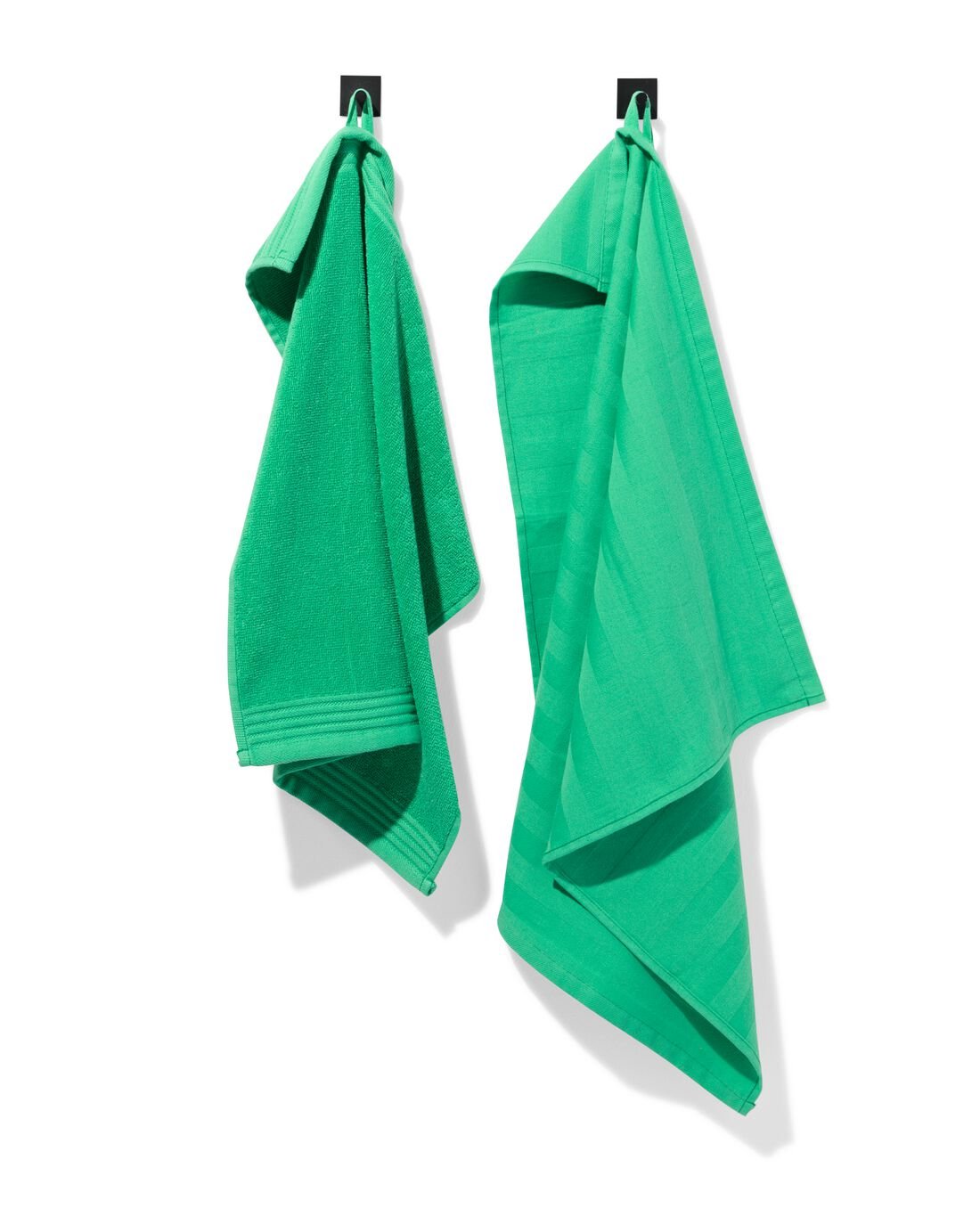 HEMA Set Keuken- En Theedoeken 50x70cm Katoen Streep Groen - 2 Stuks