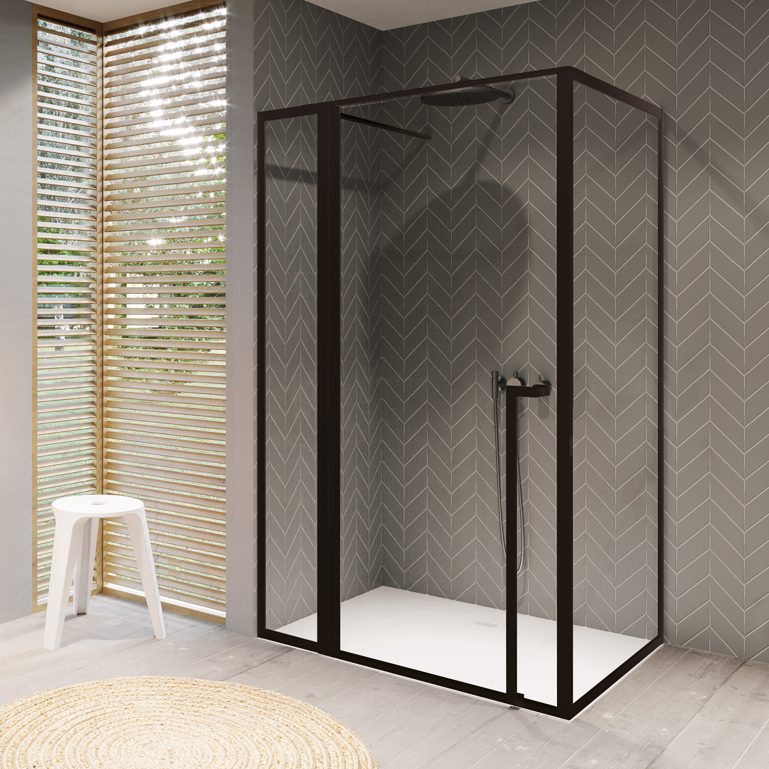 Riho Lucid GD203 douchecabine 100x100cm met 30cm zijwand zwart mat