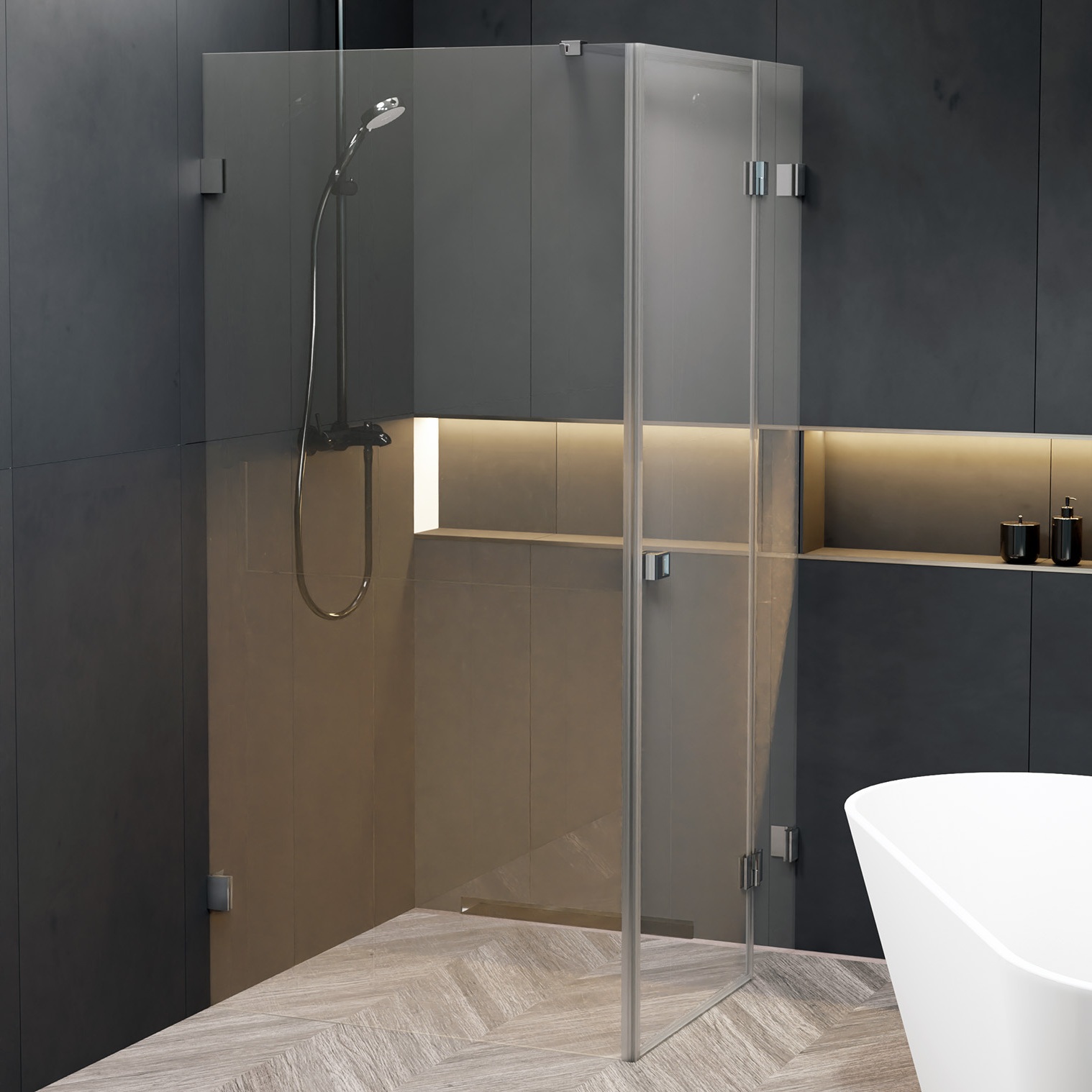 Riho Scandic X203 douchecabine rechts 100x80cm chroom