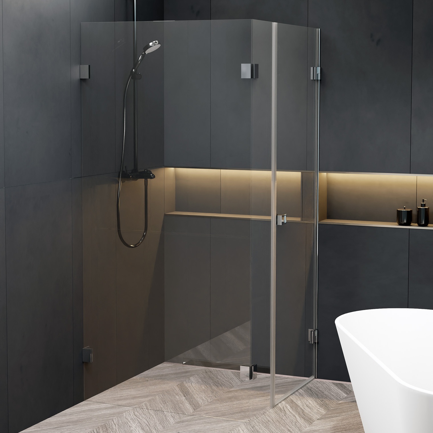 Riho Scandic X204 douchecabine rechts 120x90cm chroom