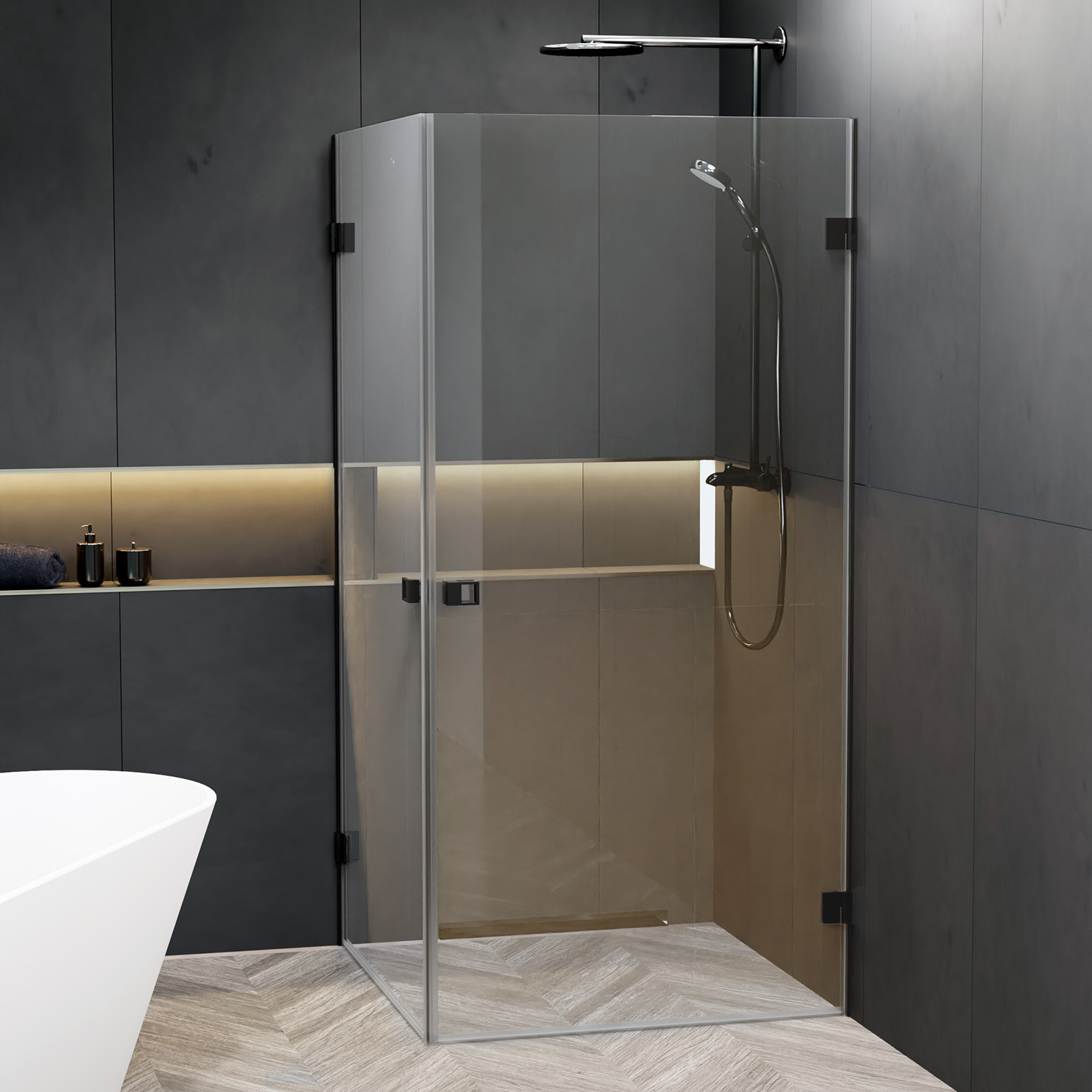 Riho Scandic X209 douchecabine 100x80cm zwart mat