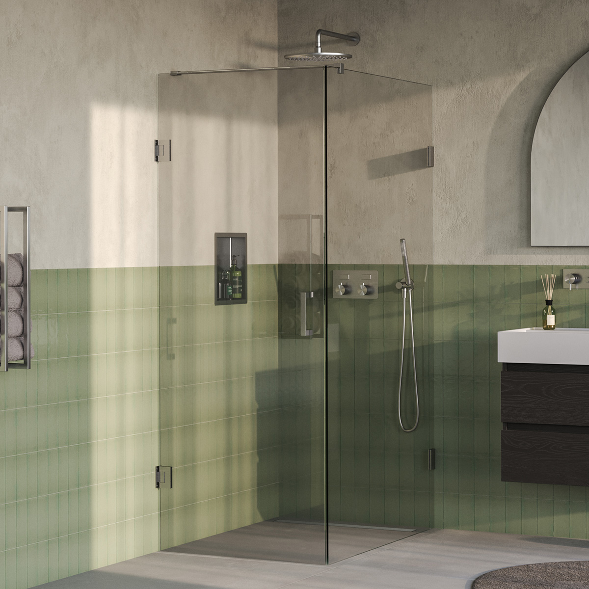 Brauer Void profielloze douchecabine 80x120cm RVS geborsteld PVD