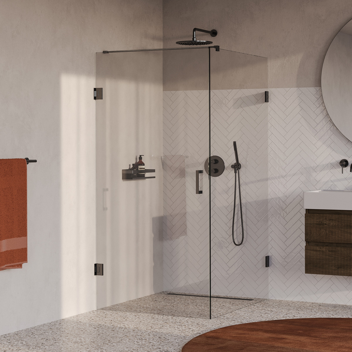 Brauer Void profielloze douchecabine 90x120cm gunmetal geborsteld PVD