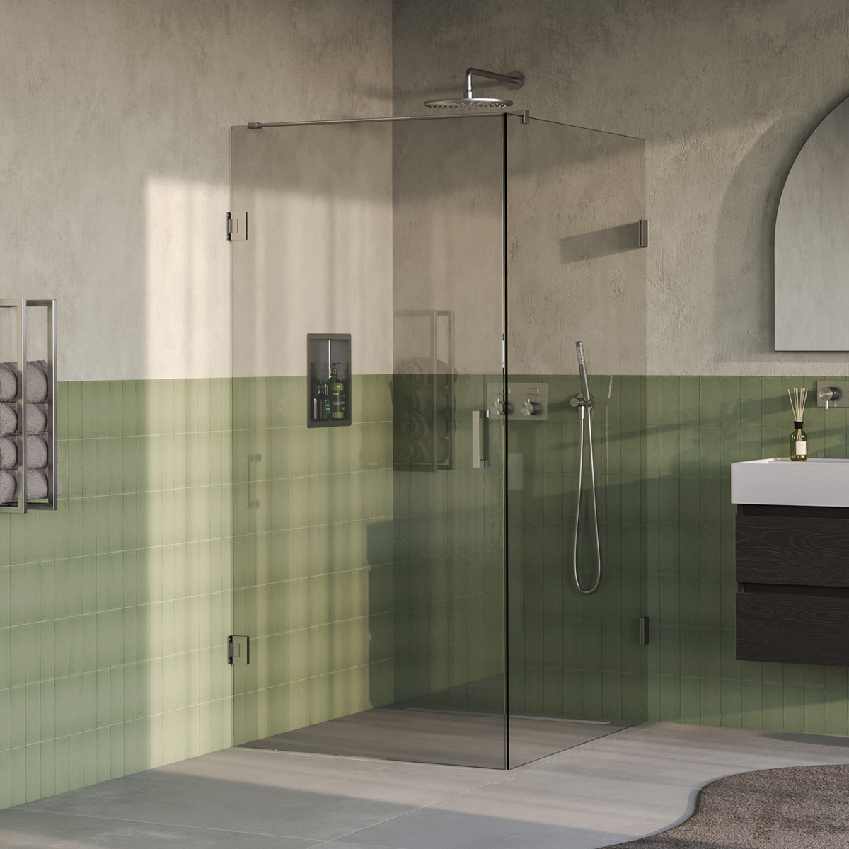 Brauer Void profielloze douchecabine 100x120cm RVS geborsteld PVD