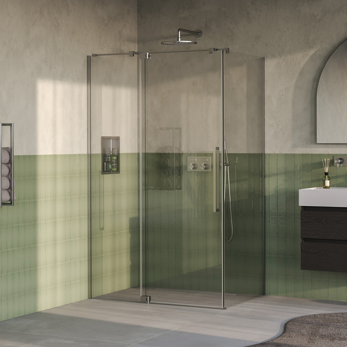 Brauer Stellar douchecabine met draaideur 120x80cm RVS geborsteld PVD