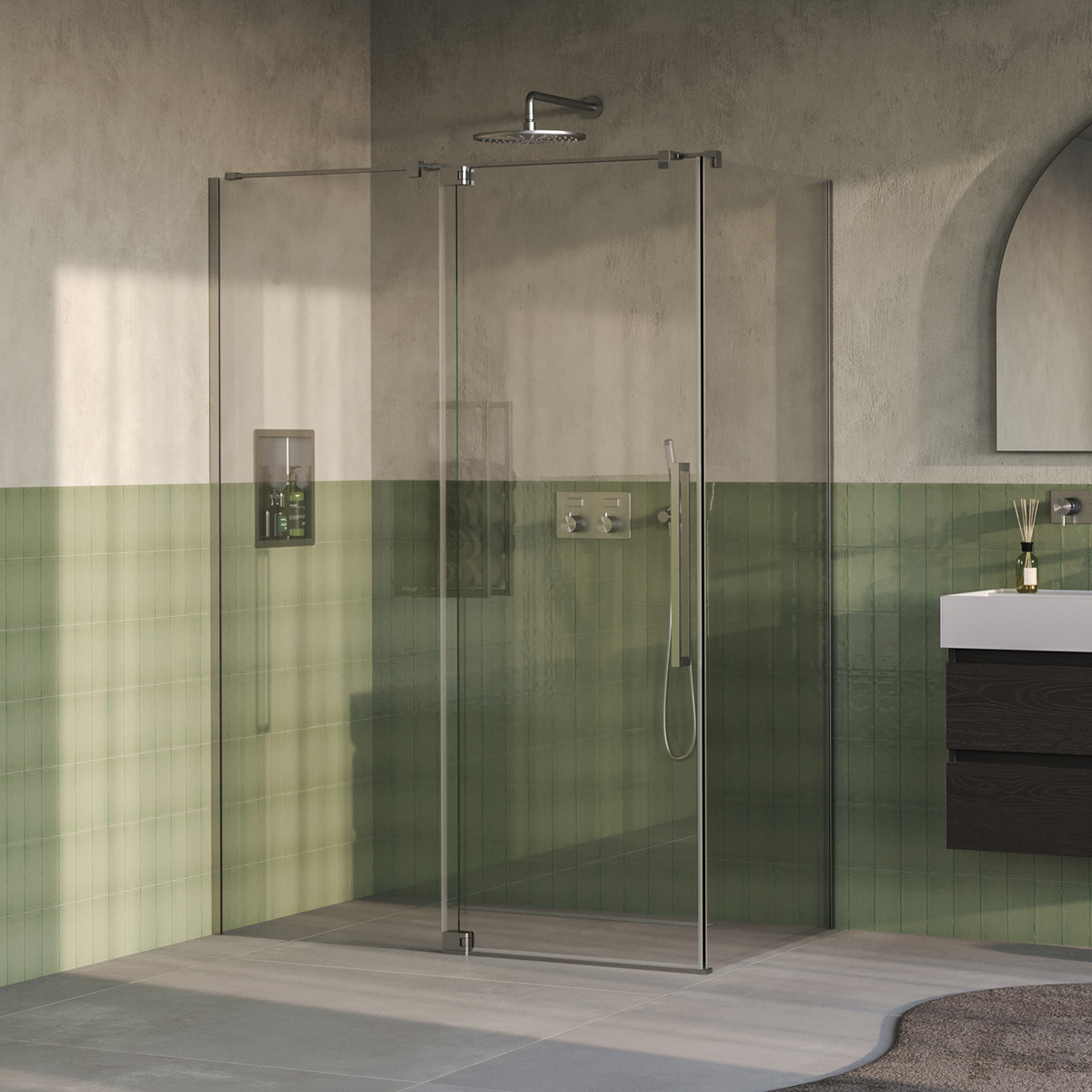 Brauer Stellar douchecabine met draaideur 140x80cm RVS geborsteld PVD