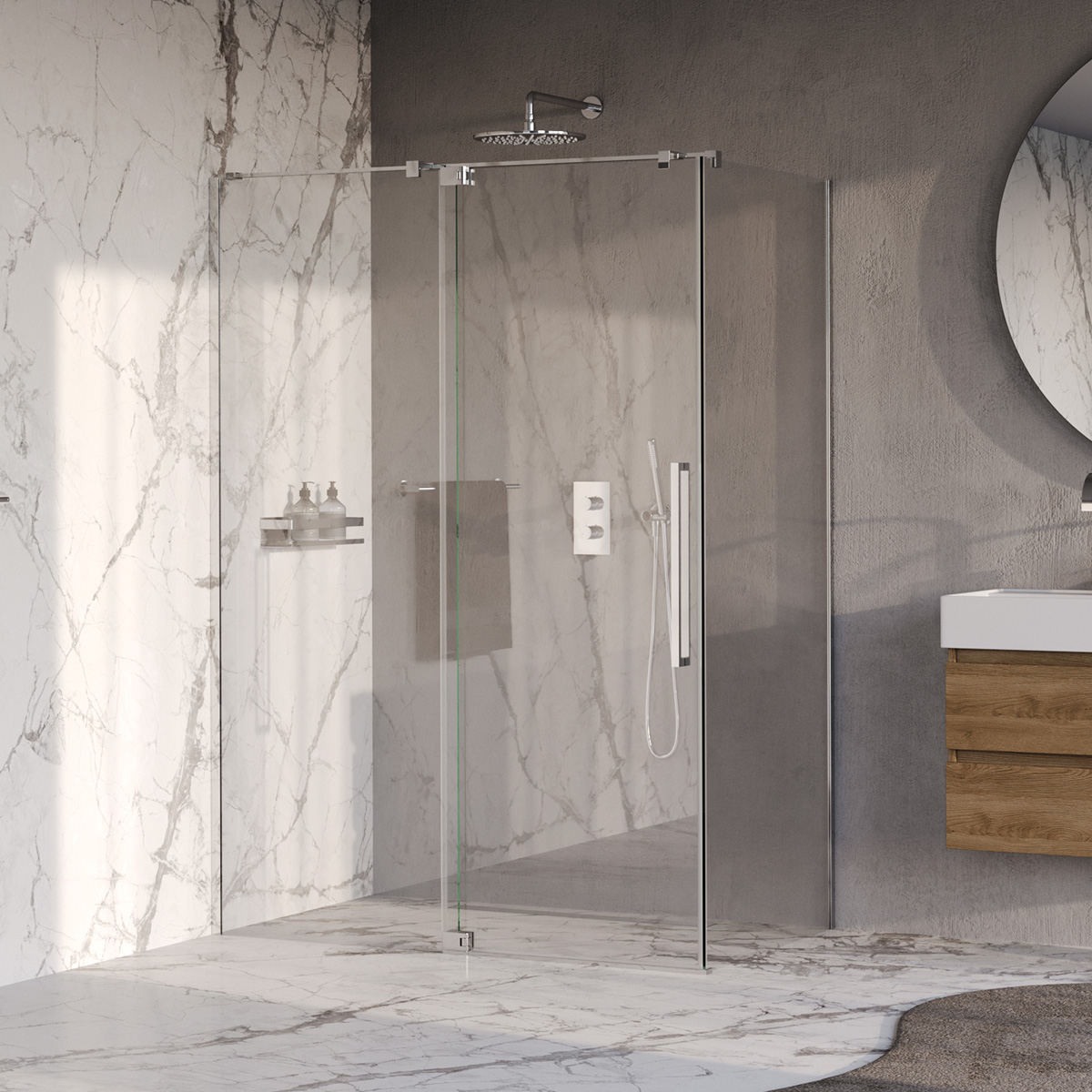 Brauer Stellar douchecabine met draaideur 140x90cm chroom