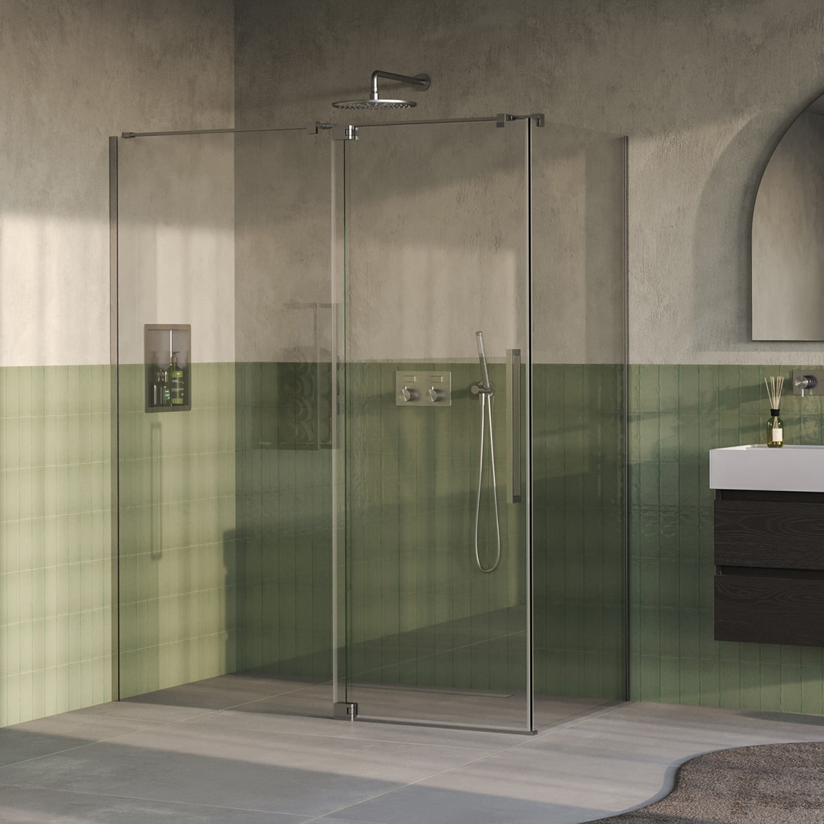 Brauer Stellar douchecabine met draaideur 160x80cm RVS geborsteld PVD