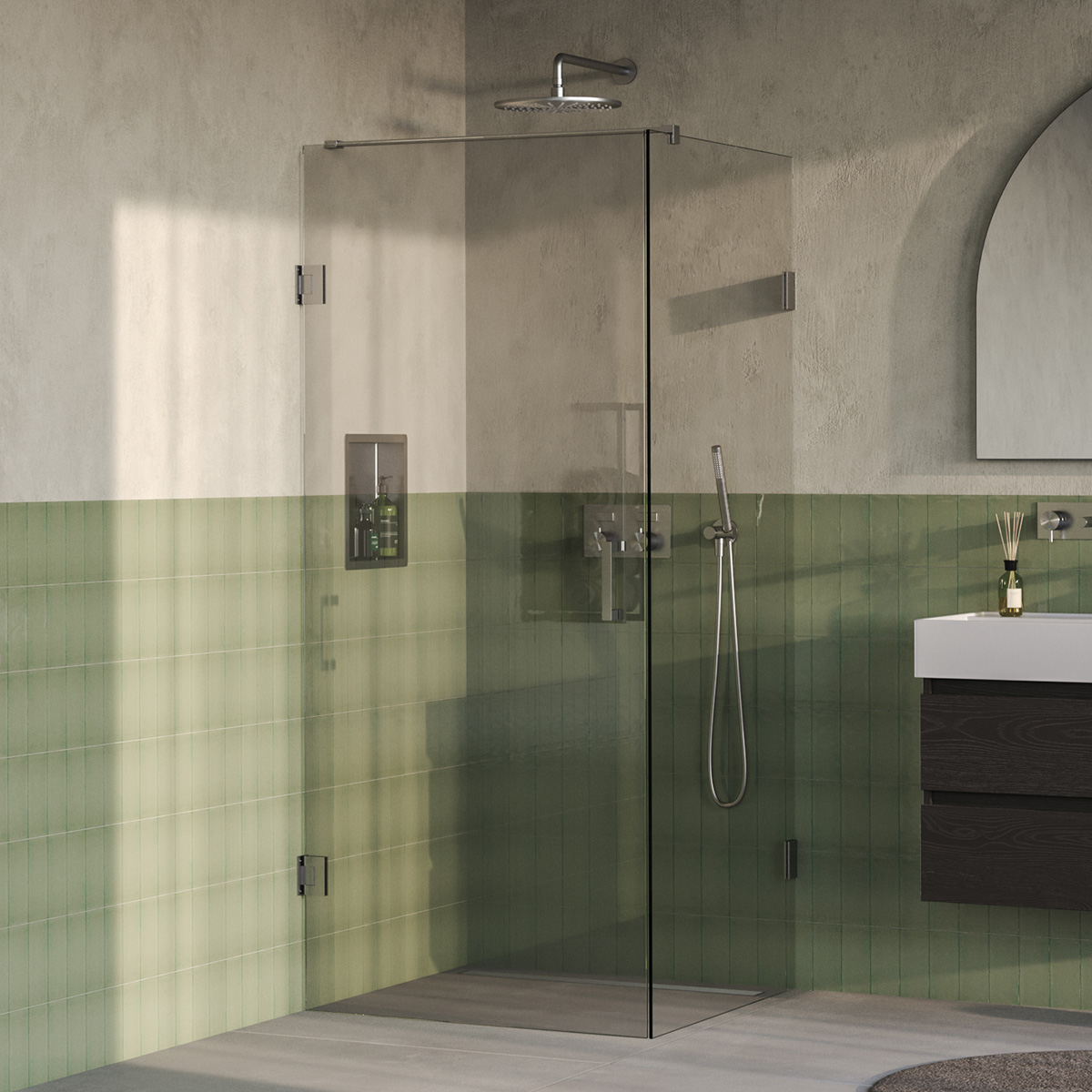 Brauer Void profielloze douchecabine 80x80cm RVS geborsteld PVD