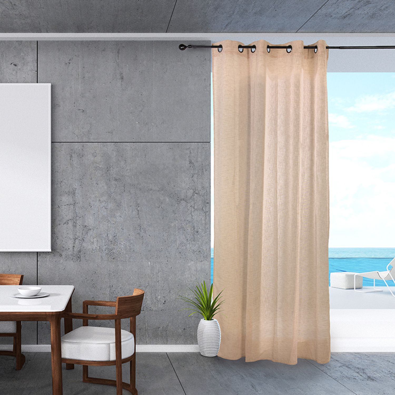 Praxis Sahara Vitrage Kant En Klaar Beige 140 X 245 Cm