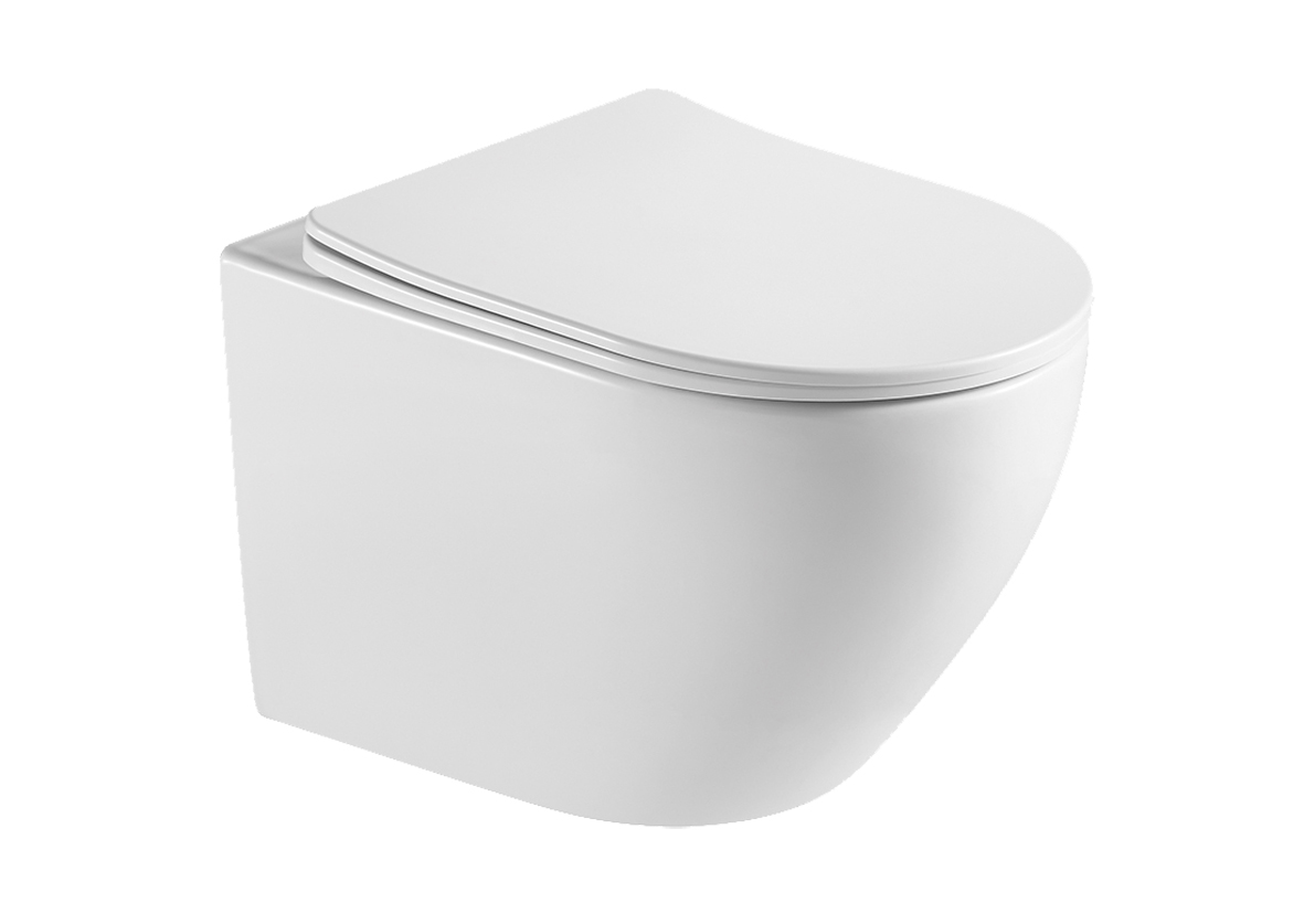 Mueller Rivel rimless verkort toilet met softclose zitting wit mat