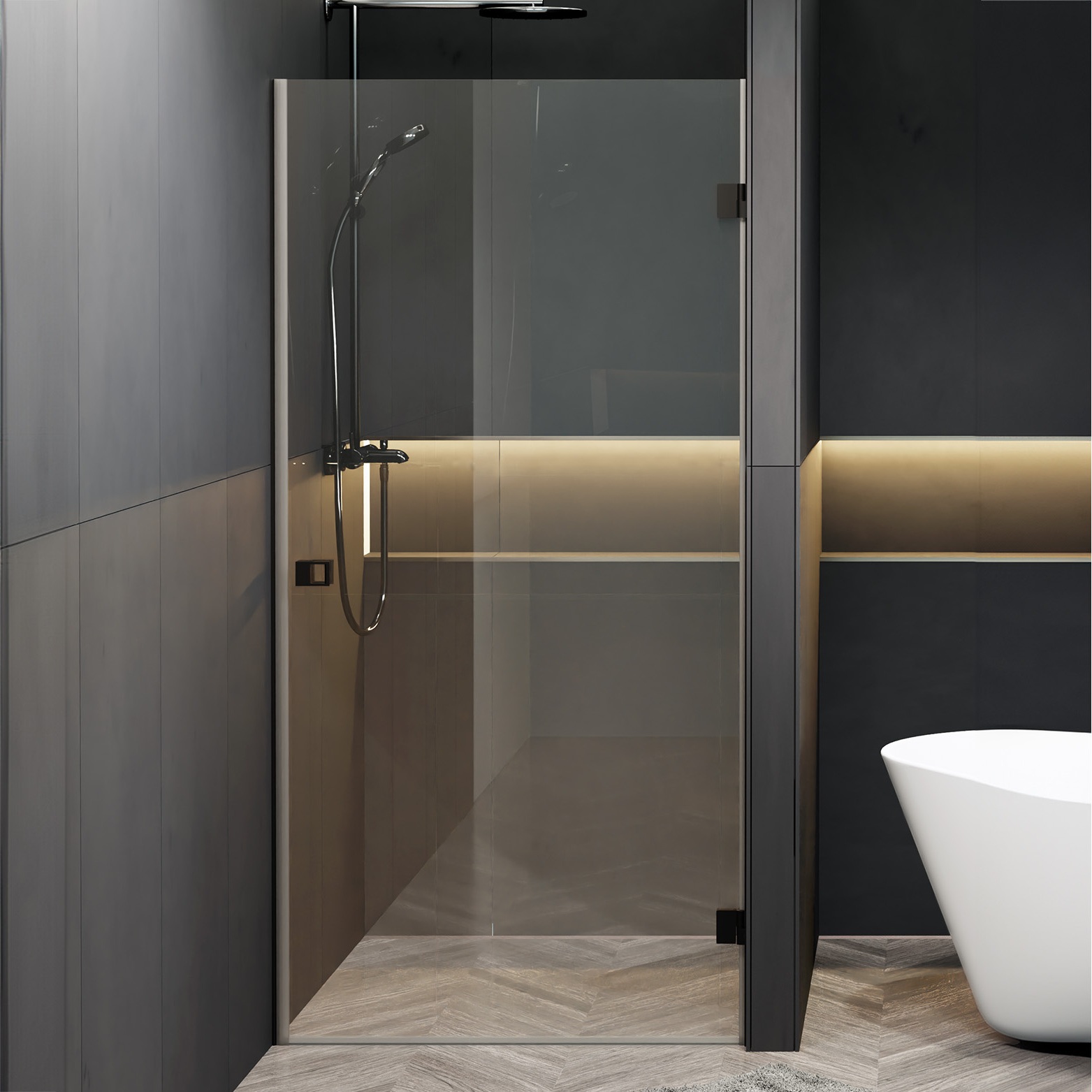 Riho Scandic X101 douchedeur rechtsdraaiend 70x200cm zwart mat