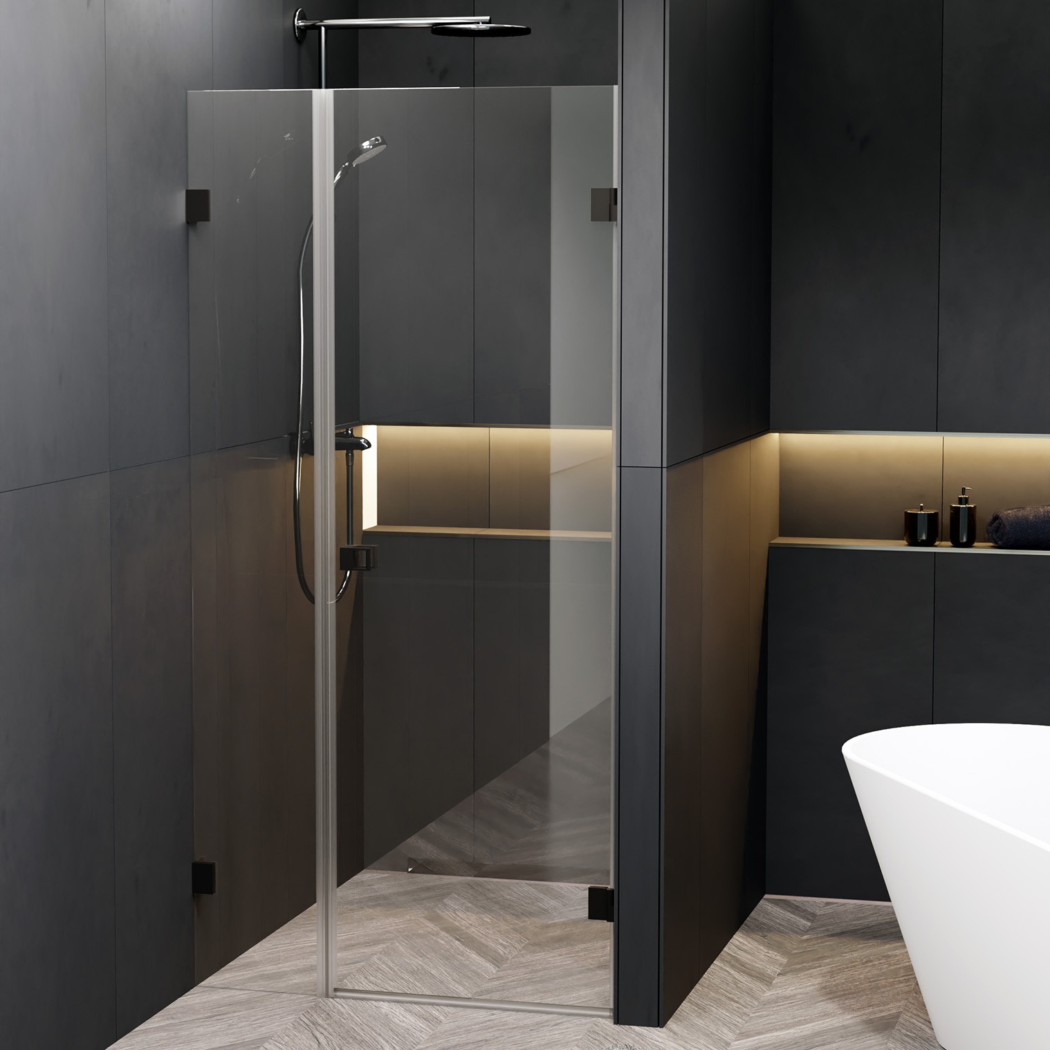 Riho Scandic X102 douchedeur rechtsdraaiend 90x200cm zwart mat