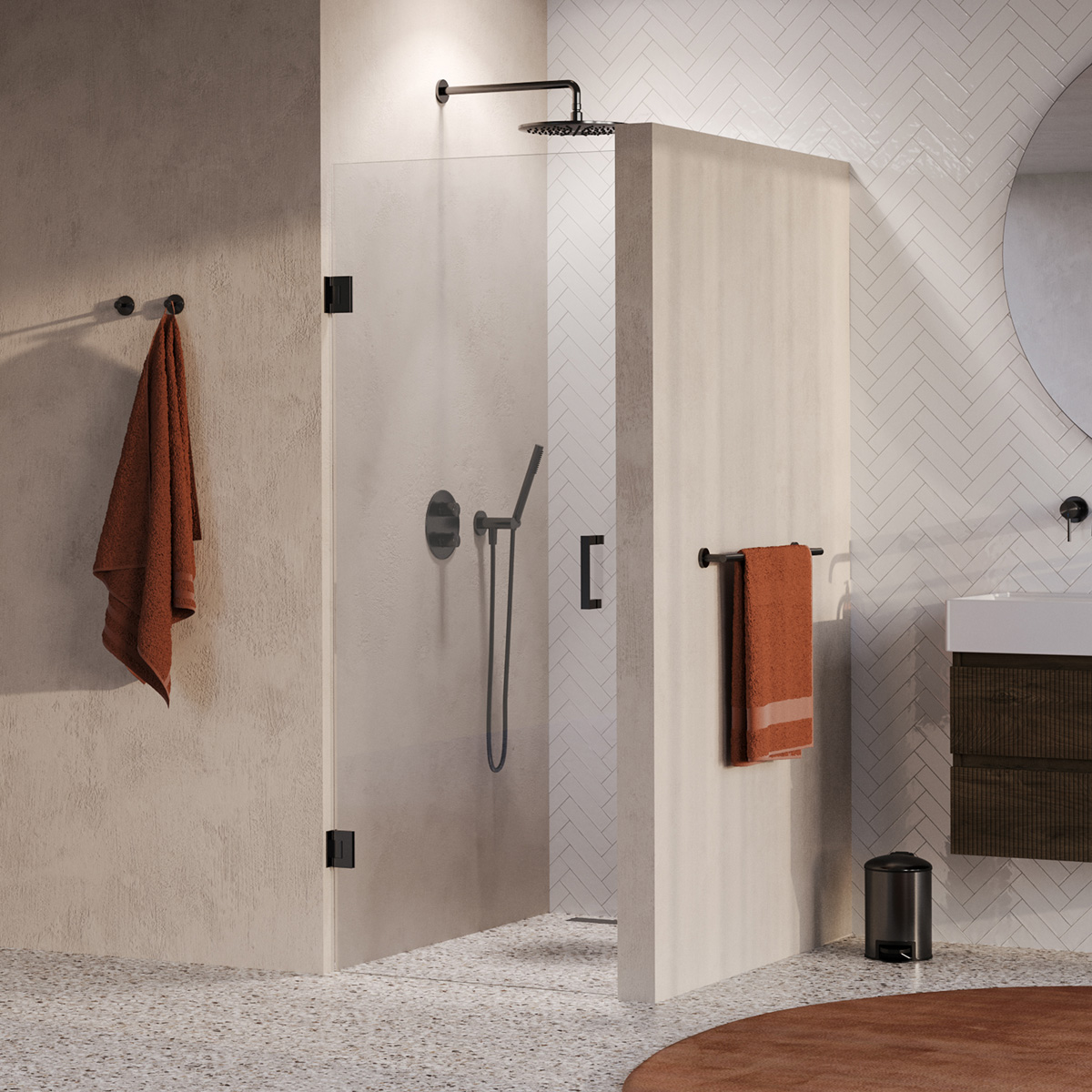 Brauer Void profielloze nisdeur 60cm gunmetal geborsteld PVD