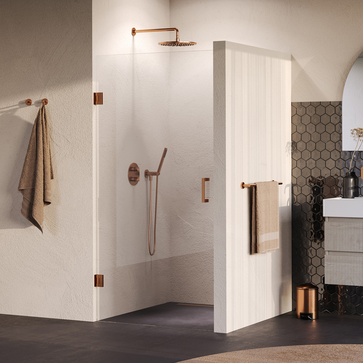Brauer Void profielloze nisdeur 90cm koper geborsteld PVD