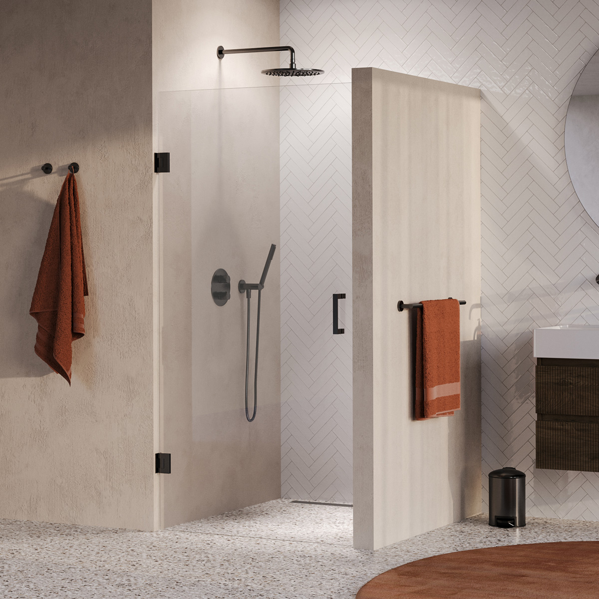 Brauer Void profielloze nisdeur 90cm gunmetal geborsteld PVD