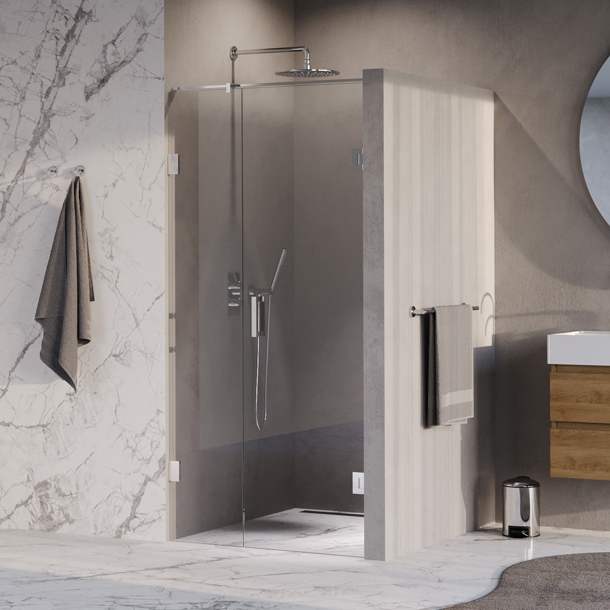 Brauer Void profielloze nisdeur 100cm met draaideur 60cm aan muur chroom