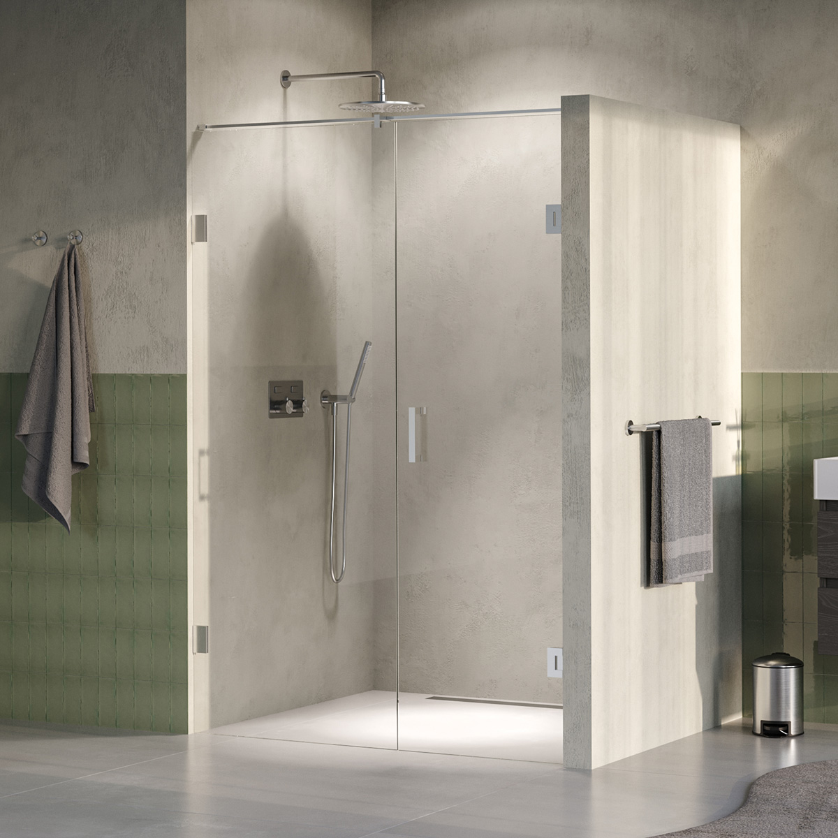 Brauer Void profielloze nisdeur 130cm met draaideur 60cm aan muur RVS geborsteld PVD