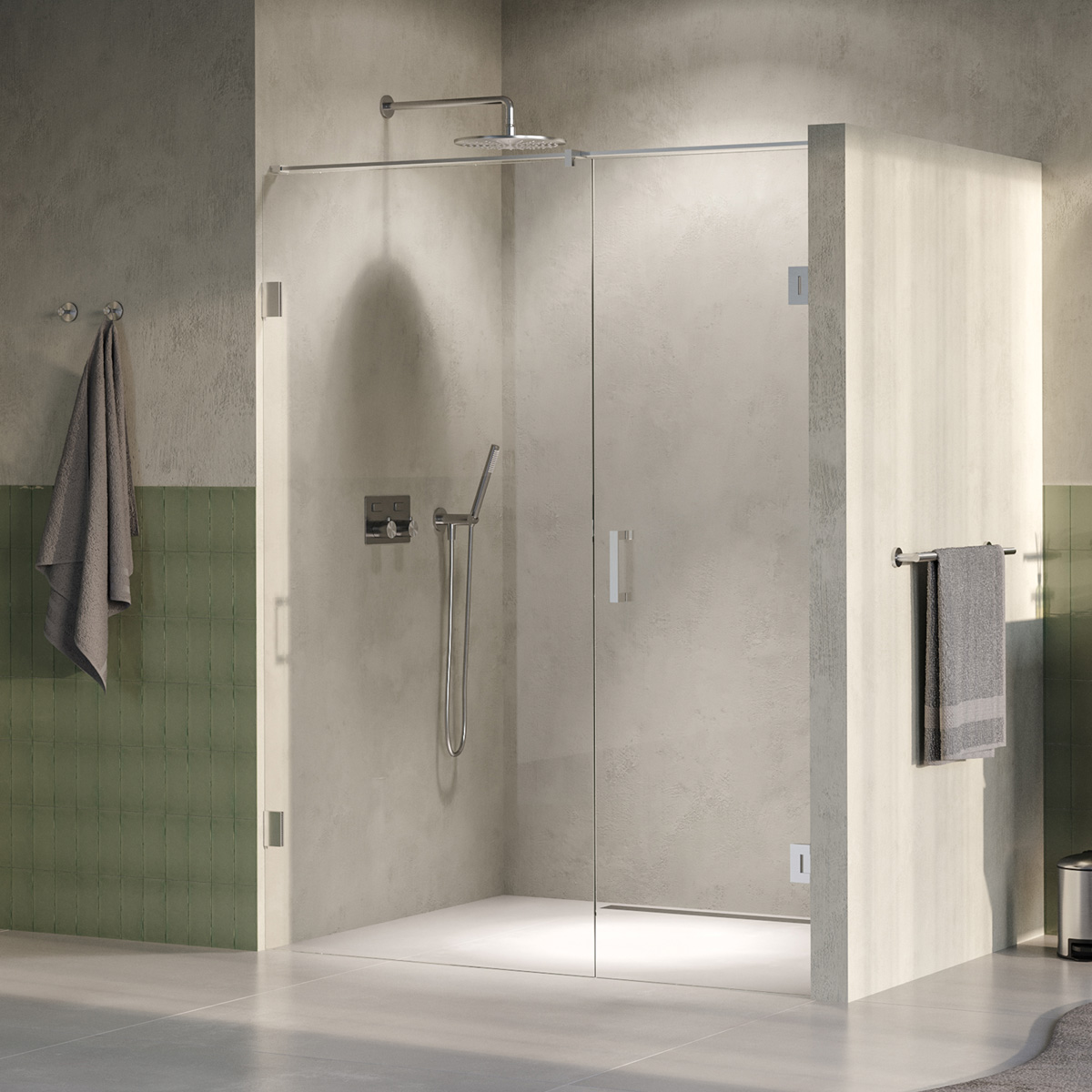 Brauer Void profielloze nisdeur 150cm met draaideur 70cm aan muur RVS geborsteld PVD