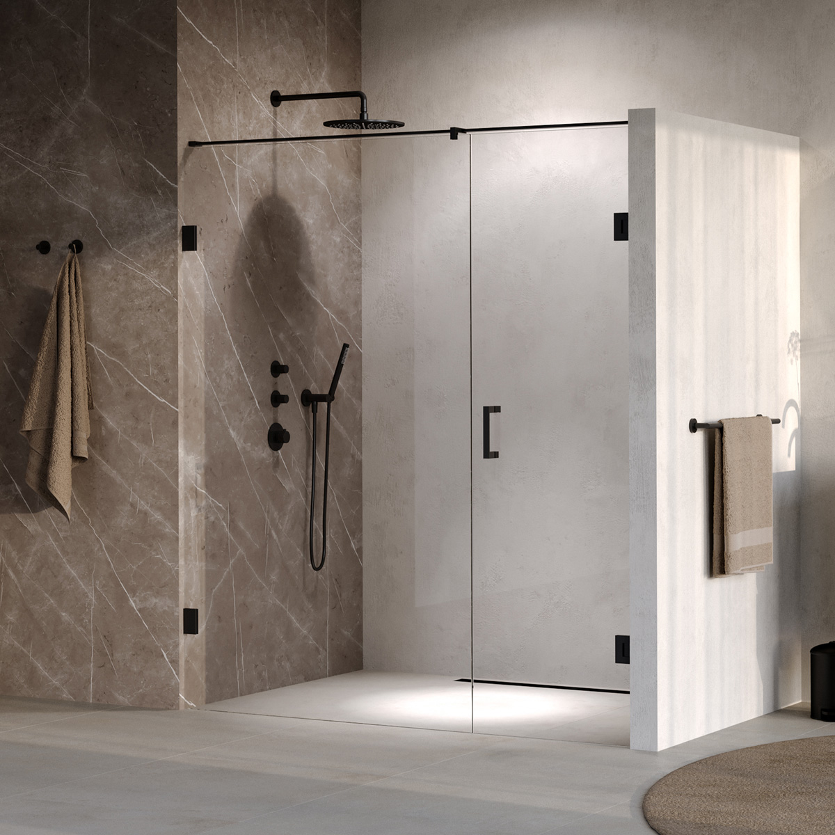 Brauer Void profielloze nisdeur 170cm met draaideur 70cm aan muur zwart mat