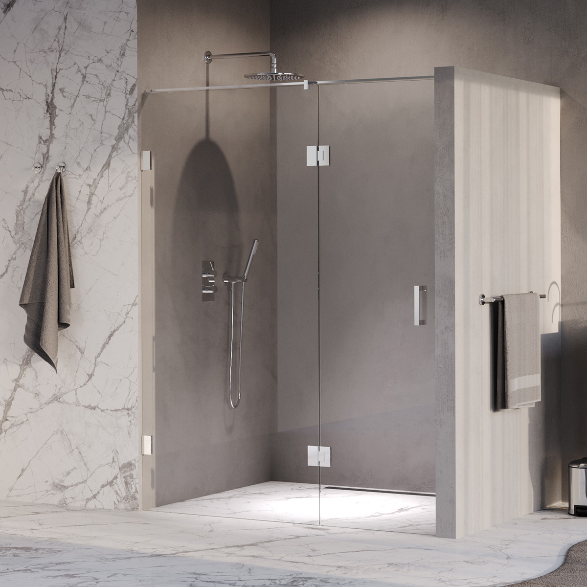 Brauer Void profielloze nisdeur 150cm met draaideur 70cm aan glas chroom